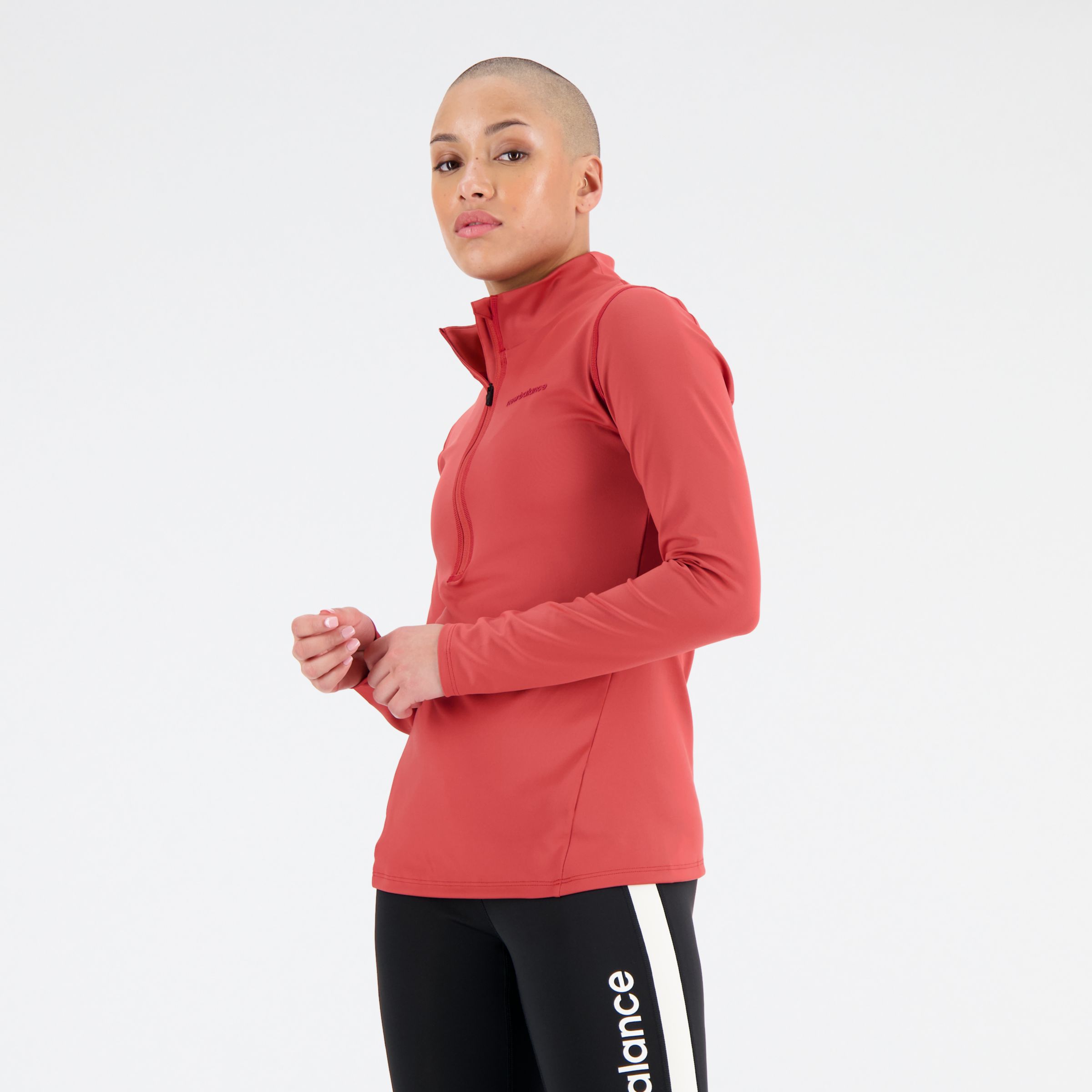 

New Balance Women's Achiever Shape Shield 1/2 Zip Red - Red