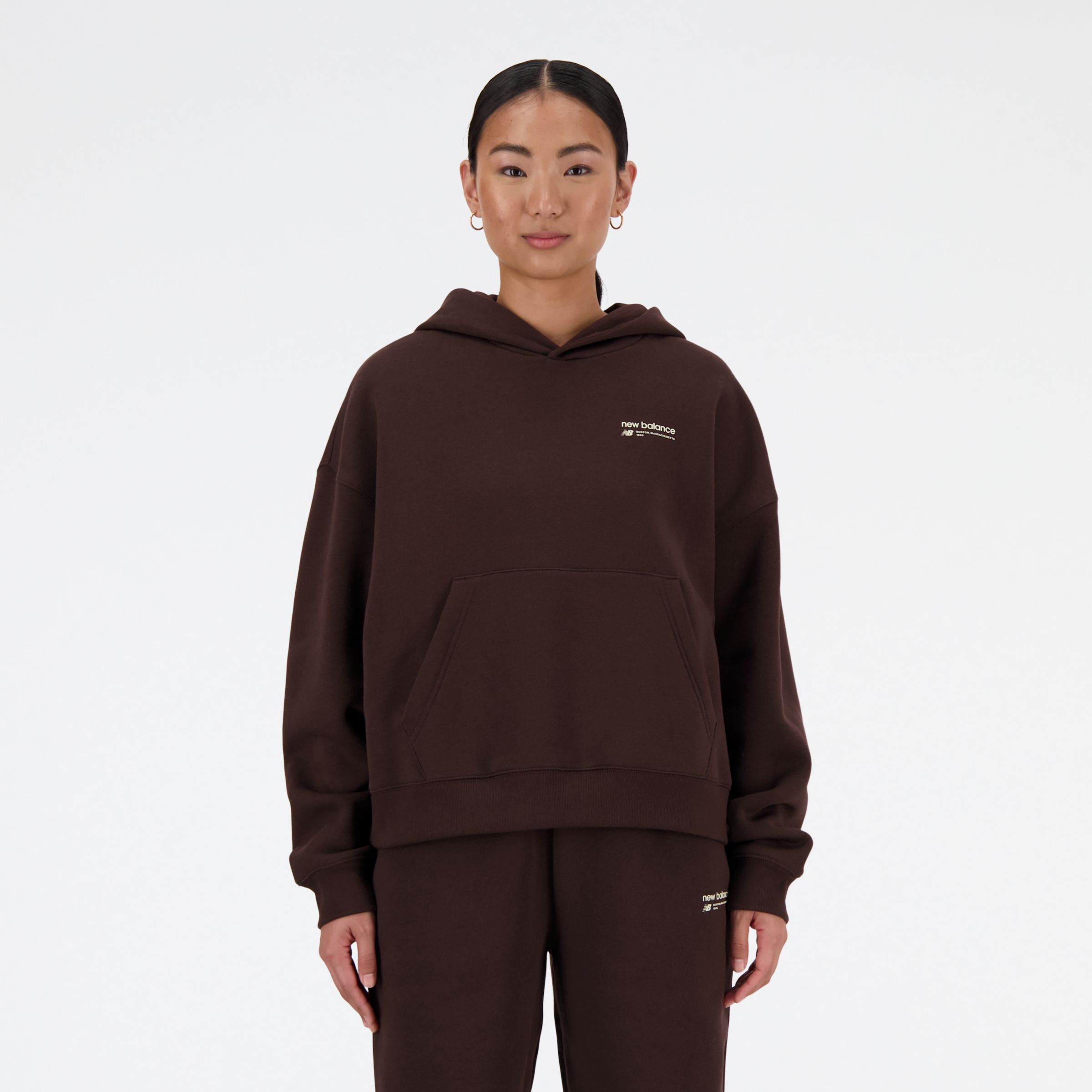 

New Balance Women's Linear Heritage Brushed Back Fleece Hoodie Black - Black