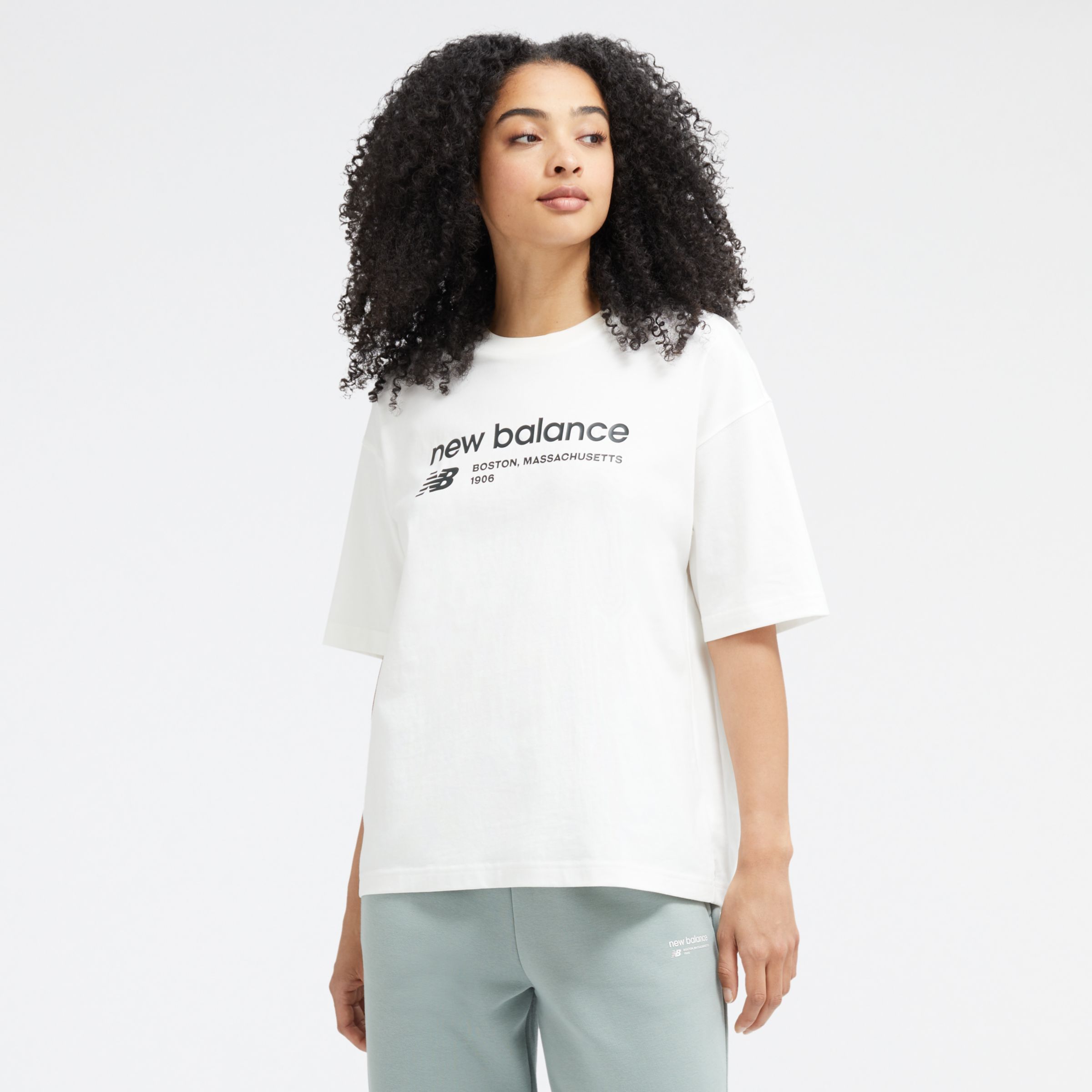 Damen Linear Heritage Jersey Oversized T-Shirt - New Balance 