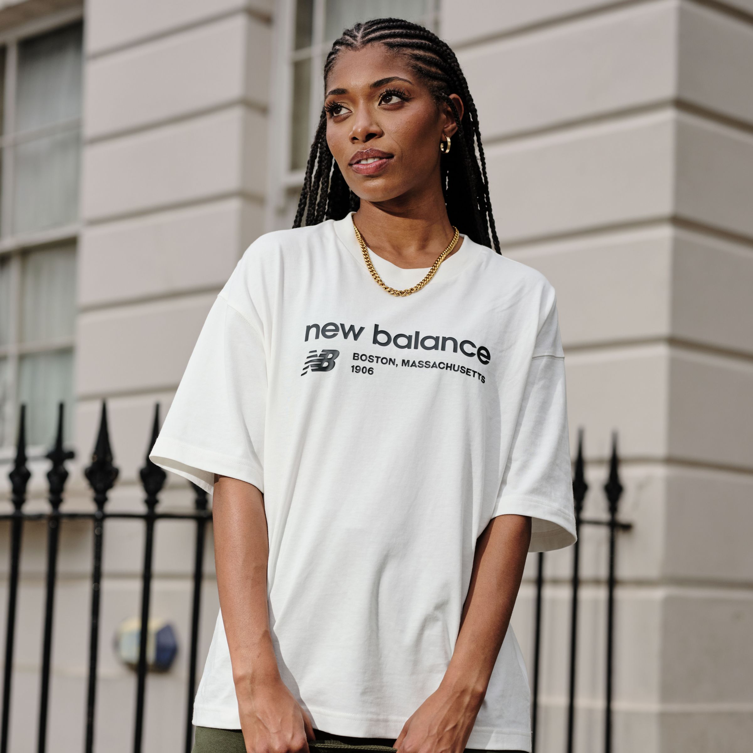 Damen Linear Heritage Jersey Oversized T-Shirt - New Balance