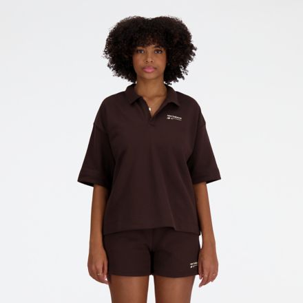 Women's Linear Heritage French Terry Collared Shirt - New Balance