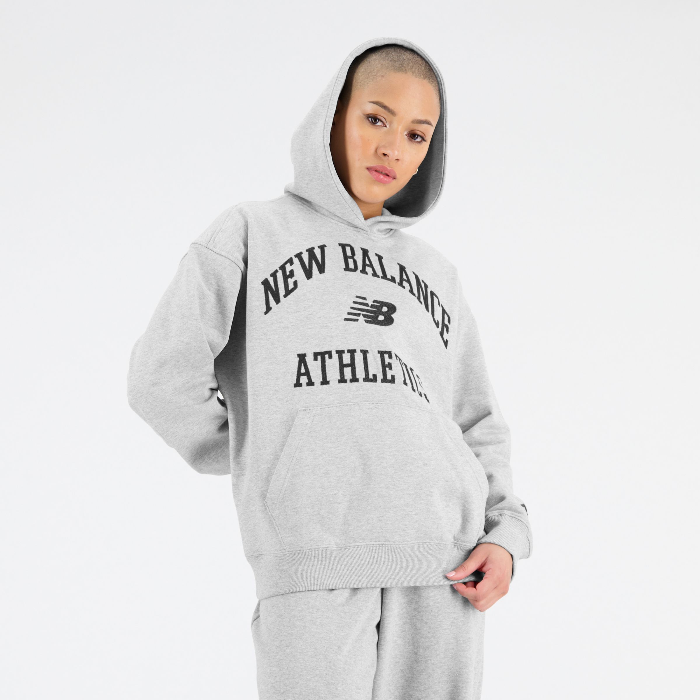 

New Balance Women's Athletics Varsity Oversized Fleece Hoodie Grey - Grey