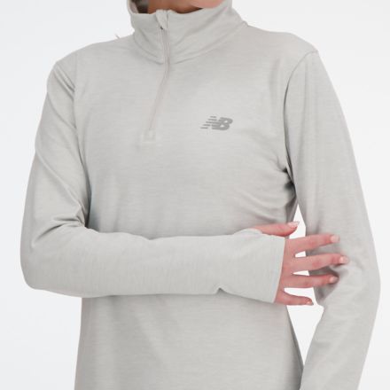 New Balance Relentless Space Dye 1/4 Zip Top In Charcoal-Grey for