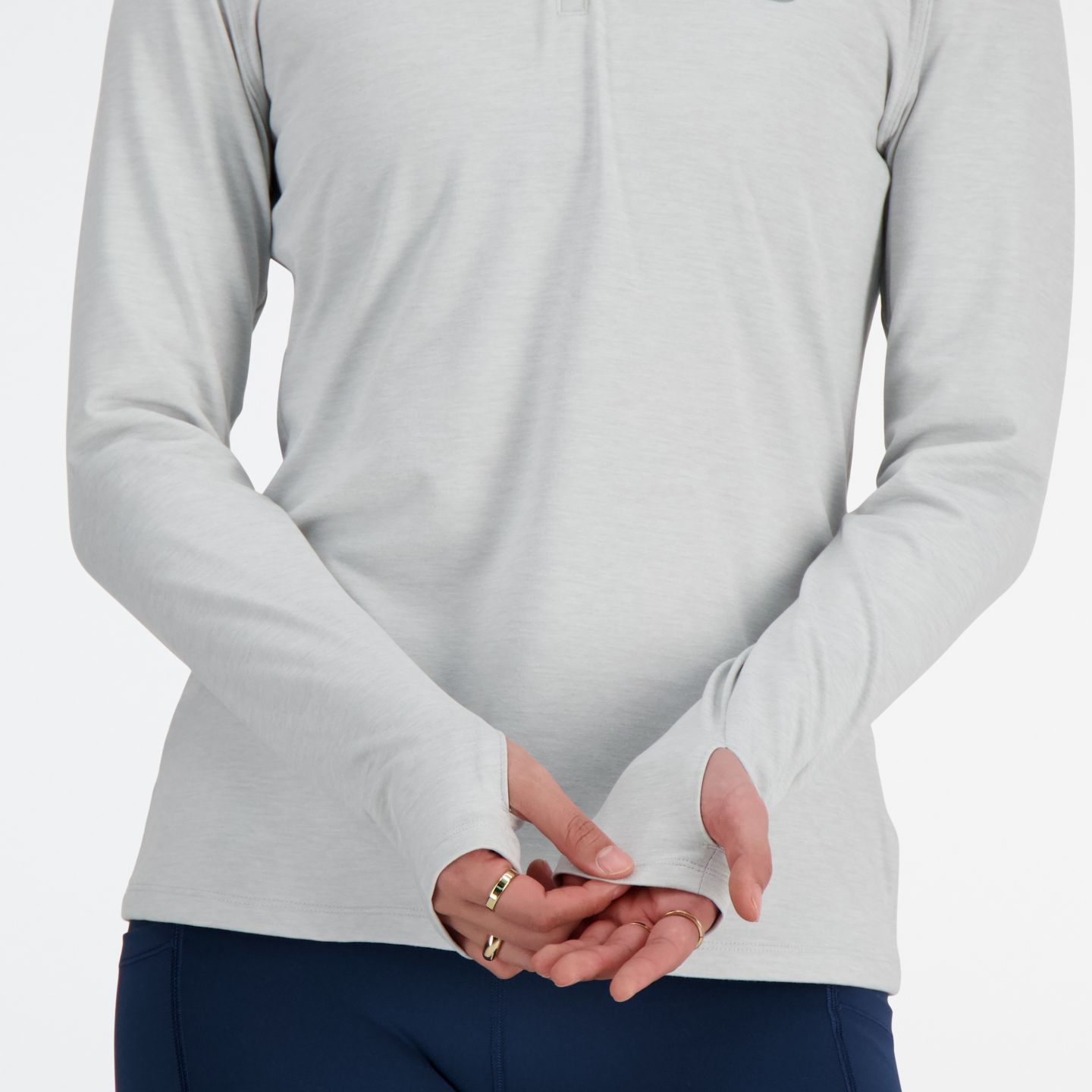Женская кофта New Balance Sport Essentials Space Dye 1/4 Zip, цвет: Пепельный меланжевый — фото 2