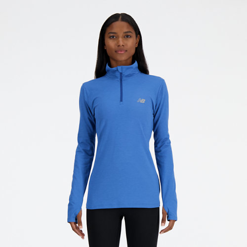 new balance femme sport essentials space dye quarter zip en bleu, poly knit, taille l