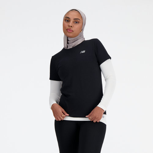 New Balance Women's Sport Essentials Heathertech T-shirt In Black