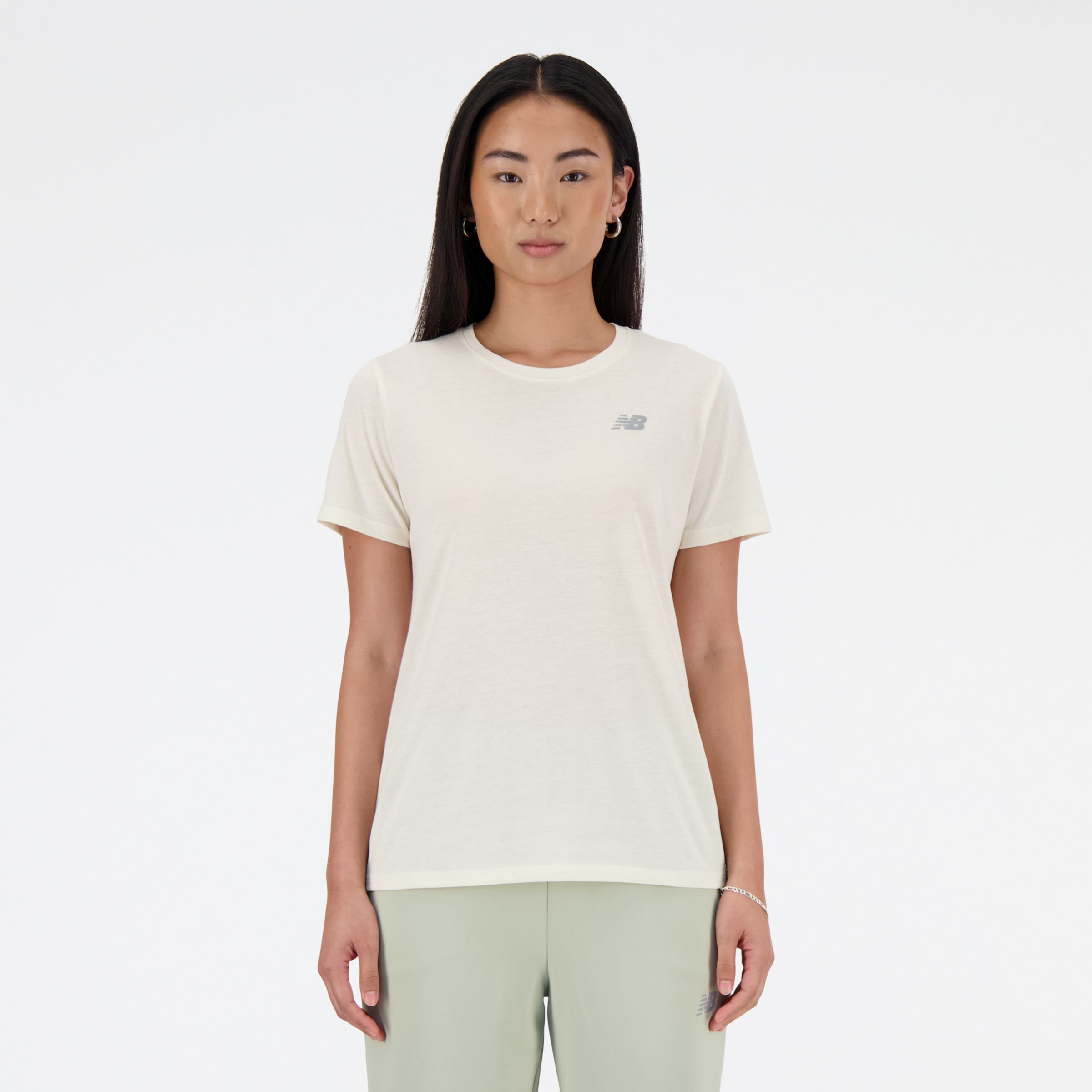 

New Balance Women's Sport Essentials Heathertech T-Shirt Brown - Brown