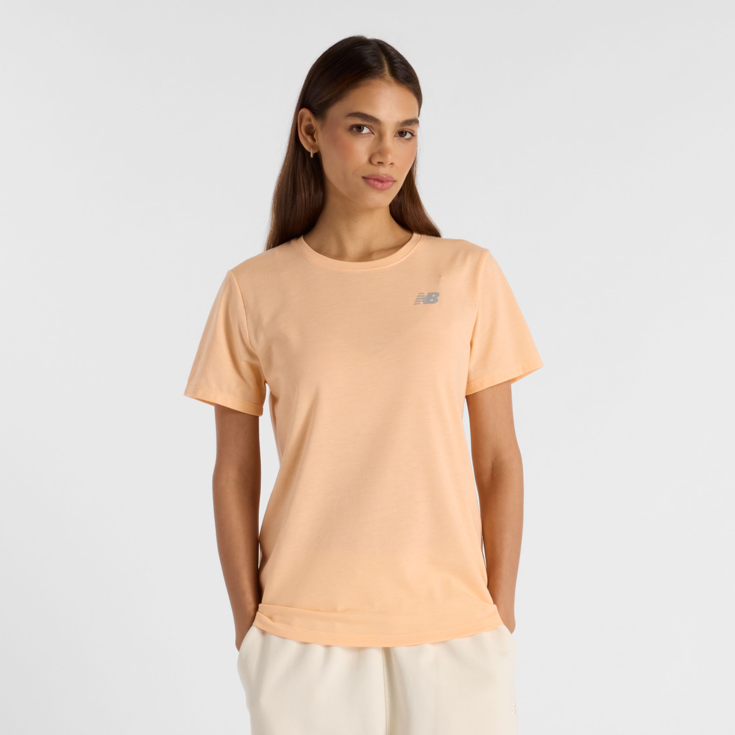 

New Balance Women's Sport Essentials Heathertech T-Shirt Orange - Orange