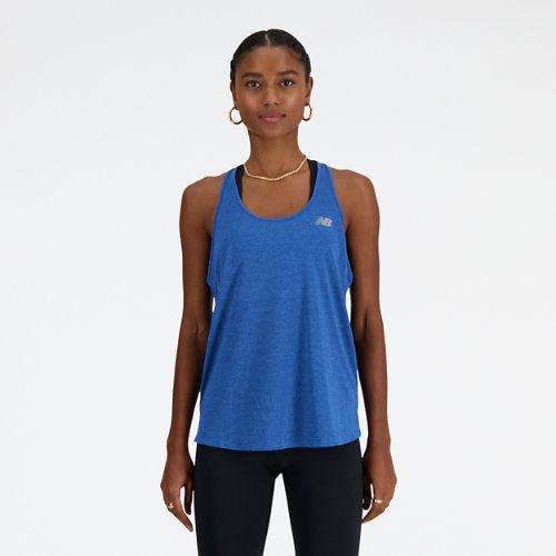 new balance femme athletics tank en bleu, poly knit, taille s