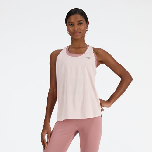 new balance femme athletics tank en rose, poly knit, taille l