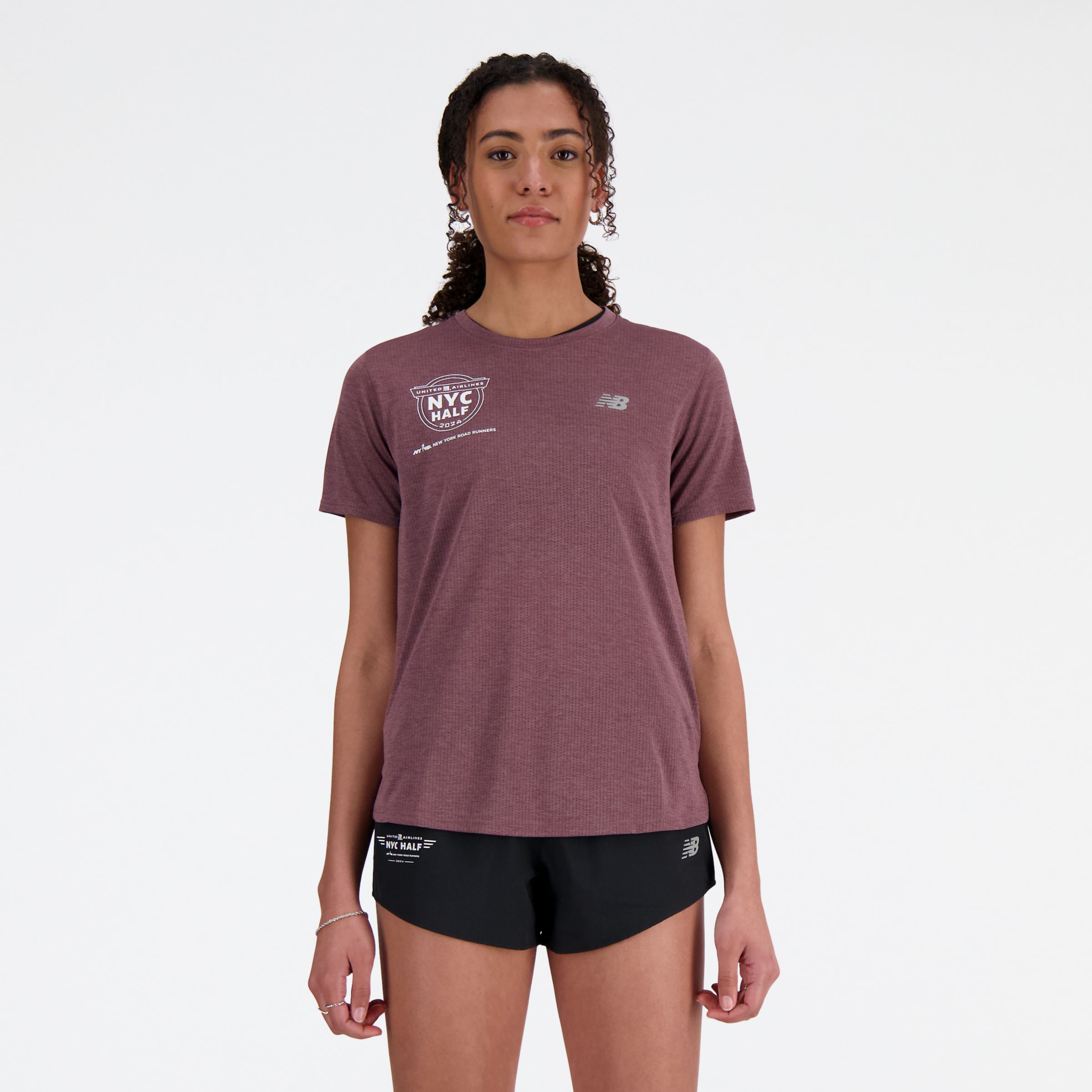 

New Balance Women's United Airlines NYC Half Athletics T-Shirt Brown - Brown