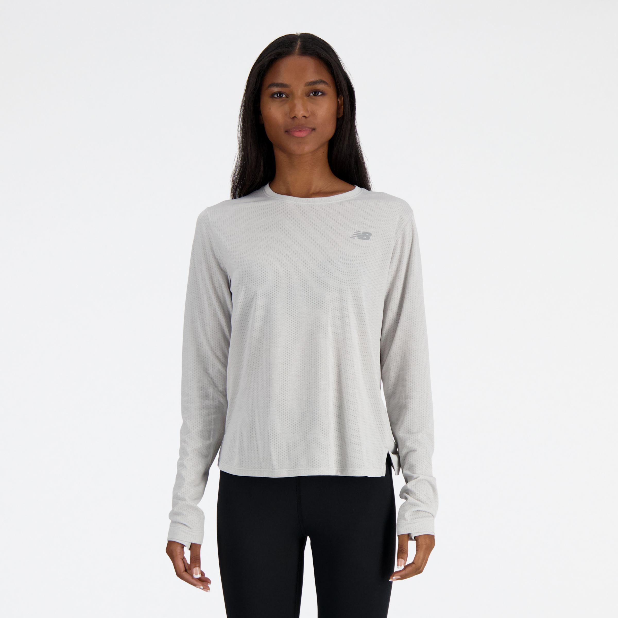 New Balance Femme Athletics Long Sleeve en Gris, Poly Knit, Taille XL
