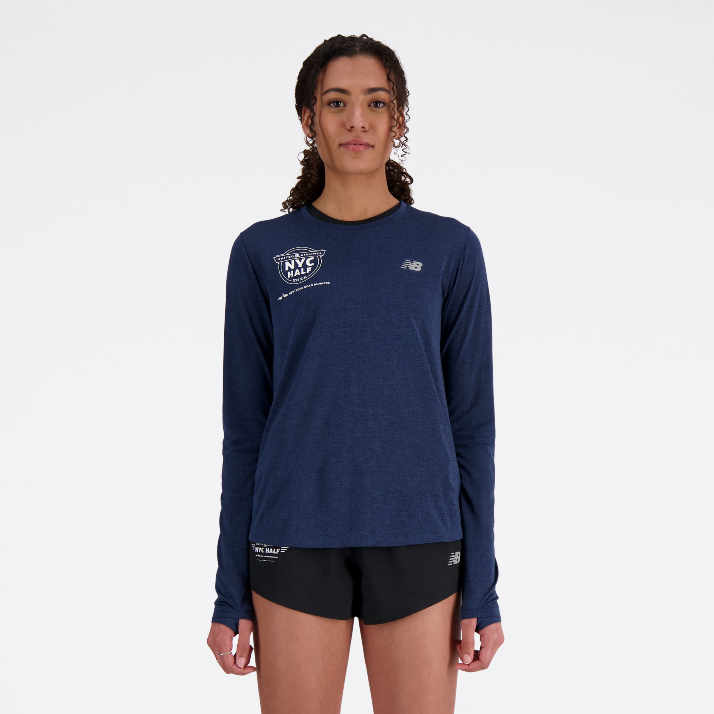 

New Balance Women's United Airlines NYC Half Athletics Long Sleeve Blue - Blue