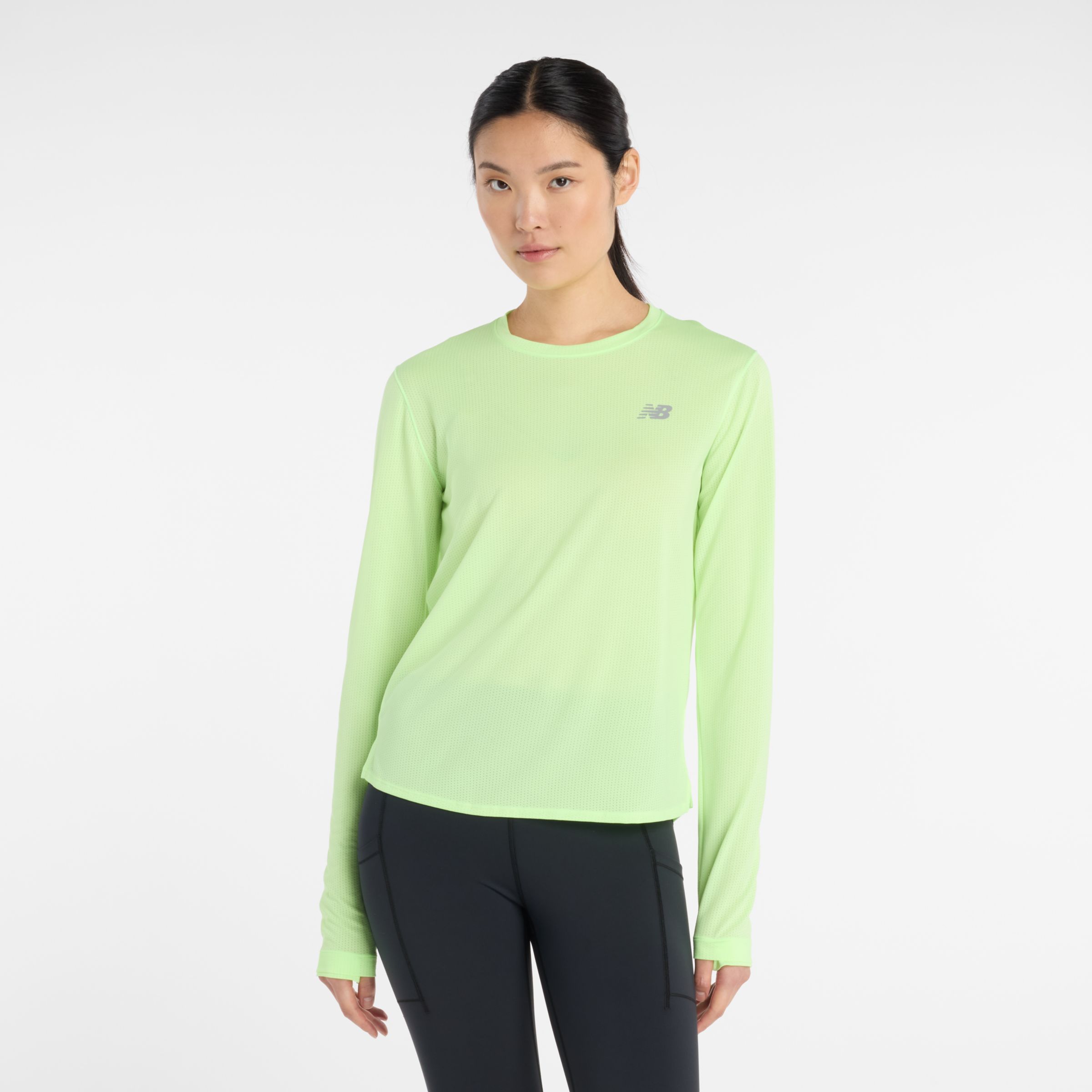 New Balance  Kvinnor Athletics Long Sleeve i Grön Poly Sticka