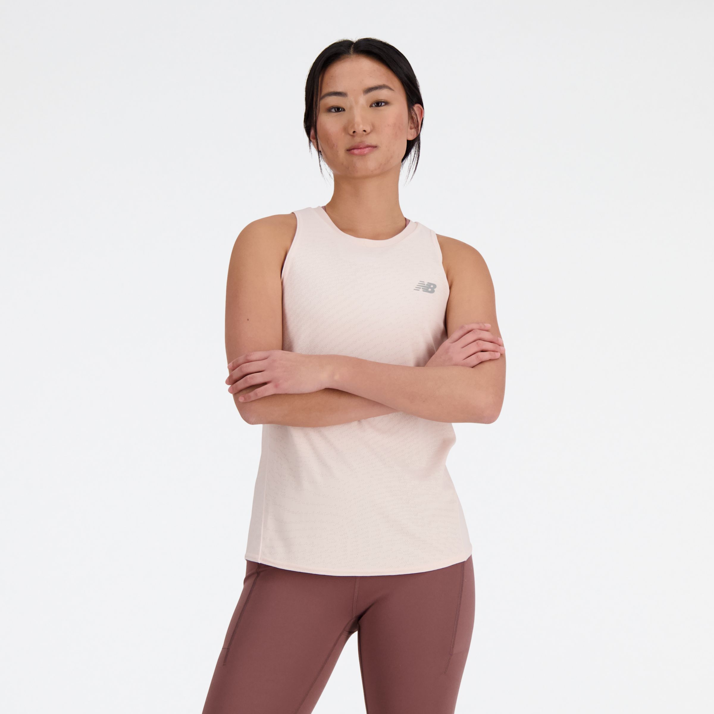 

New Balance Women's Jacquard Slim Tank Pink - Pink