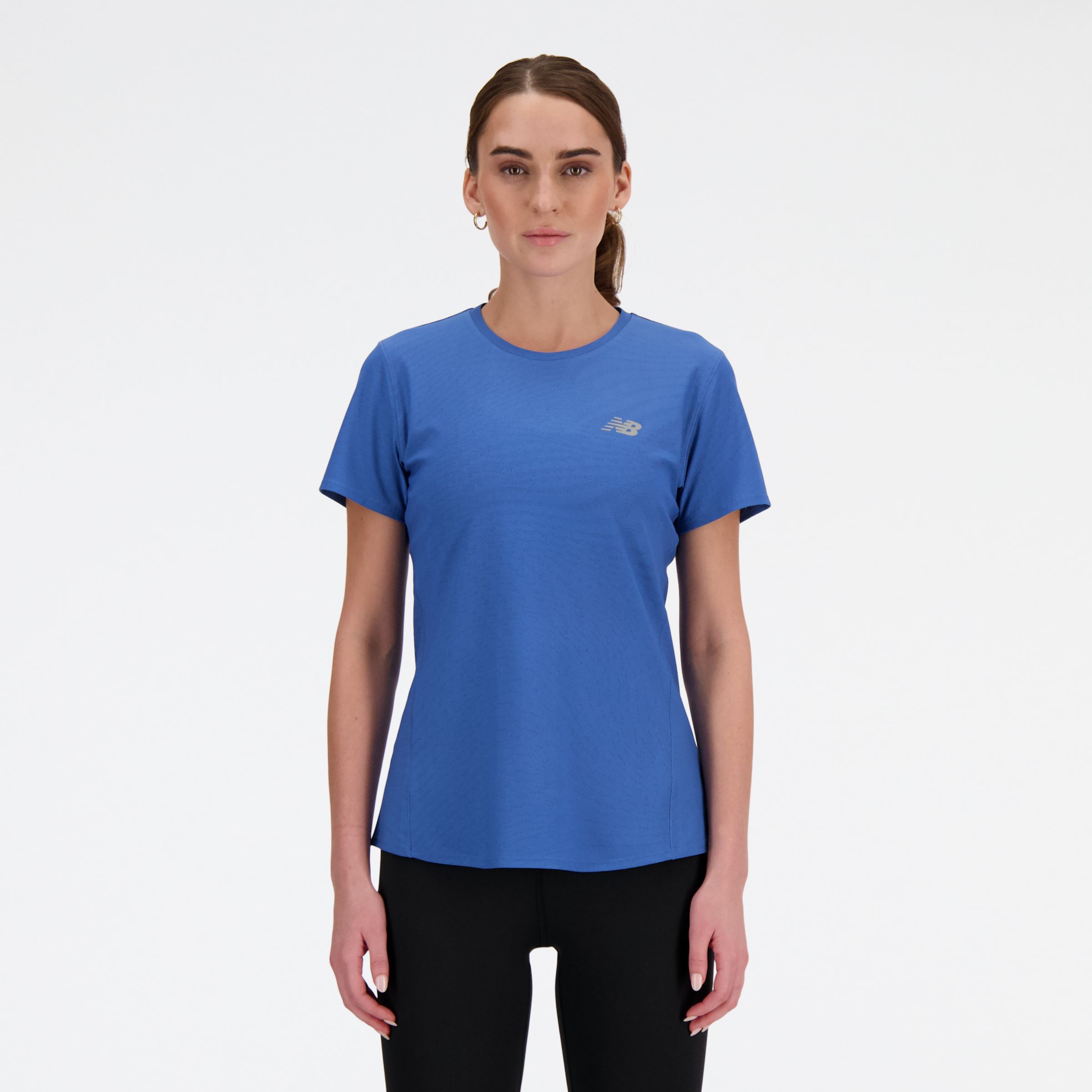 

New Balance Women's Jacquard Slim T-Shirt Blue - Blue