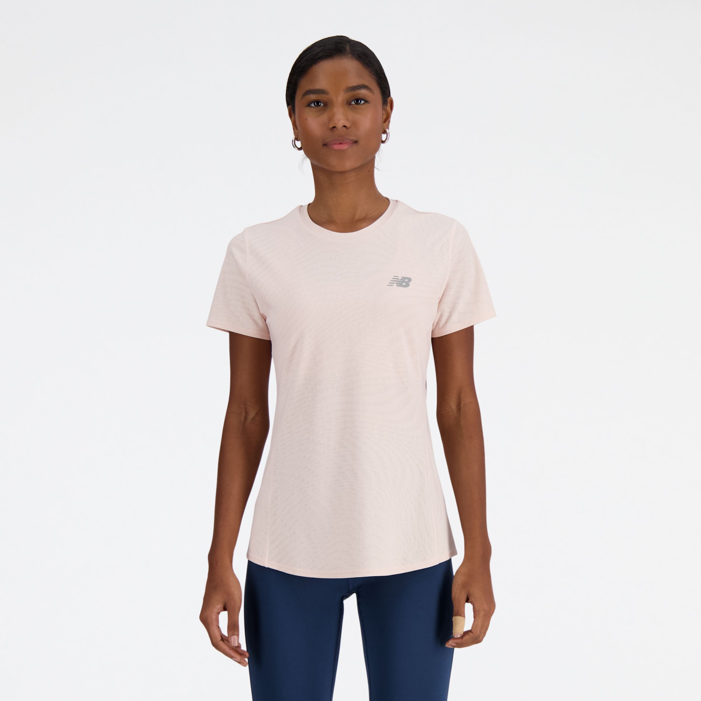 

New Balance Women's Jacquard Slim T-Shirt Pink - Pink