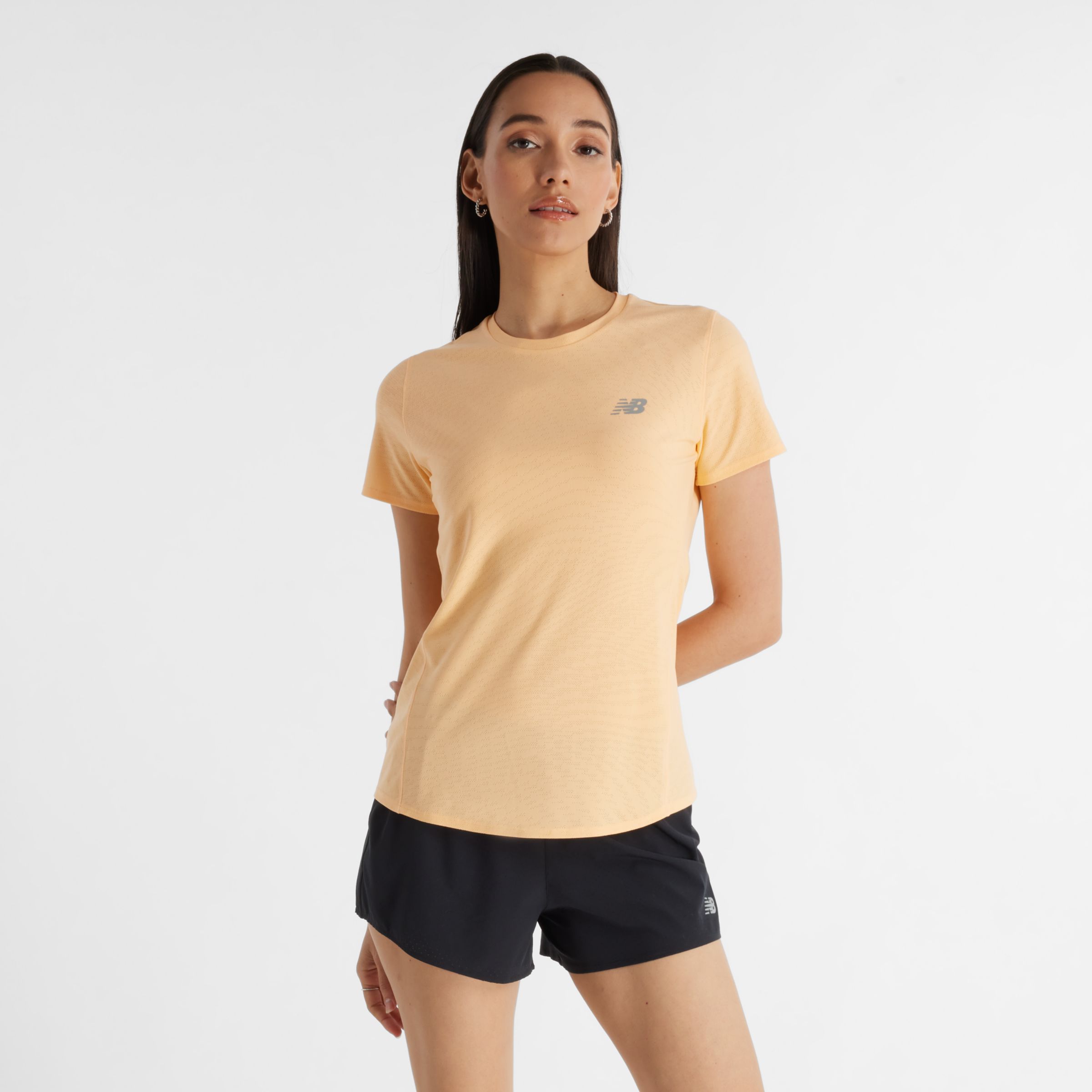 

New Balance Women's Jacquard Slim T-Shirt Orange - Orange