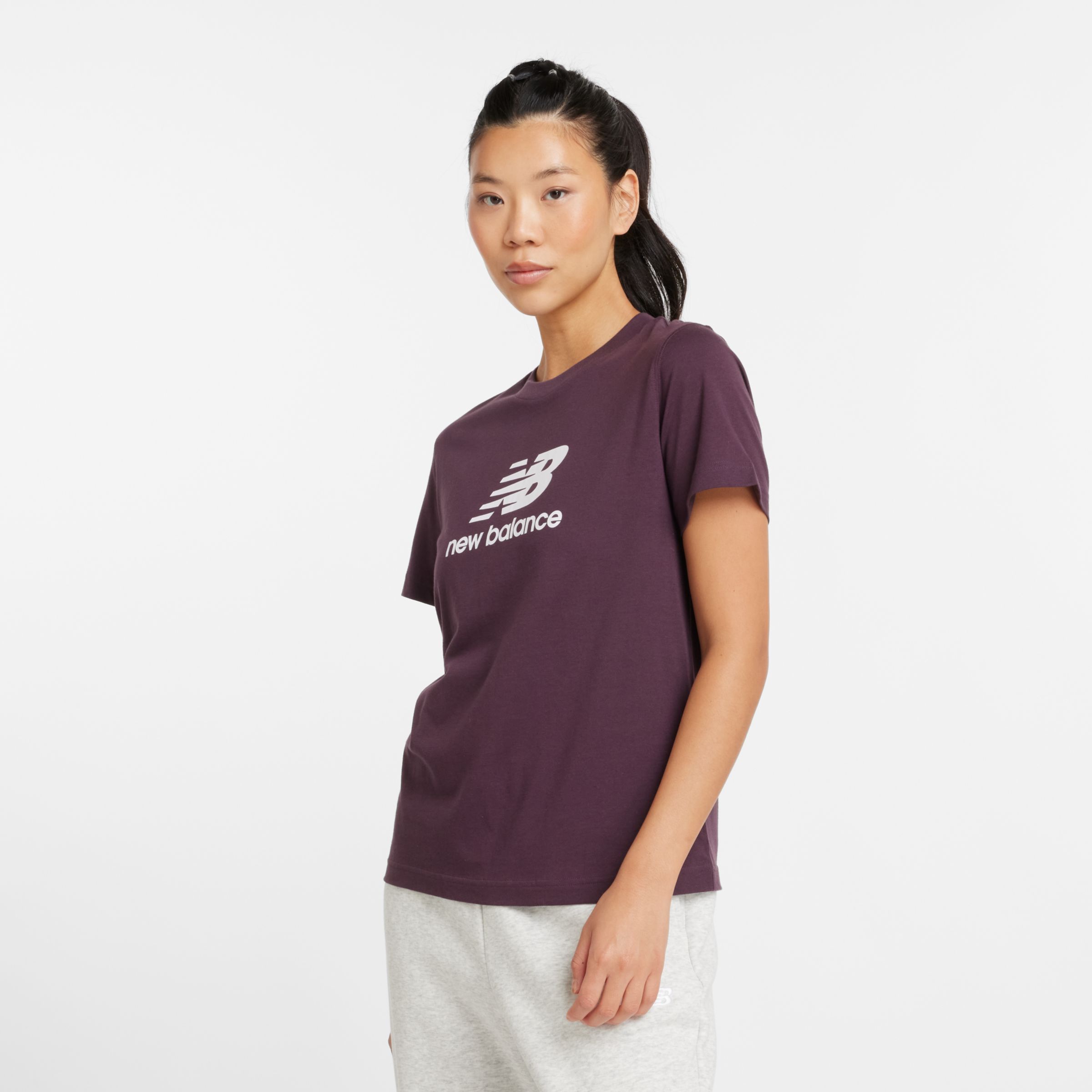 

New Balance Women's Sport Essentials Jersey Logo T-Shirt Brown - Brown