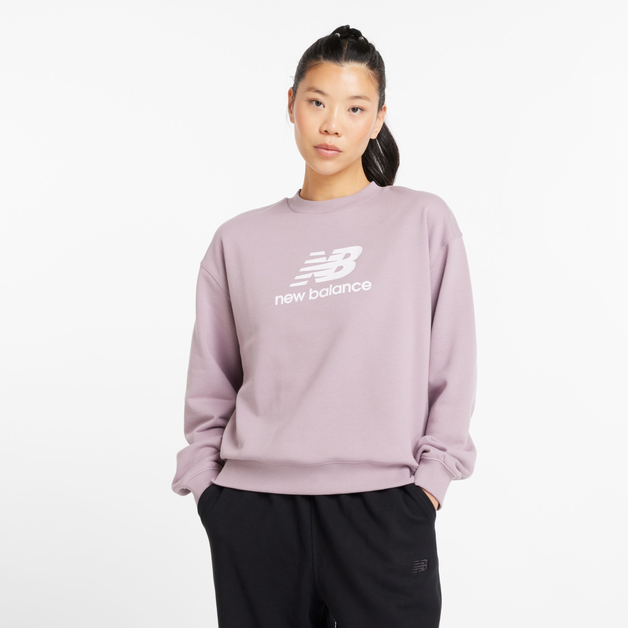 

New Balance Women's Sport Essentials French Terry Logo Crew Purple - Purple