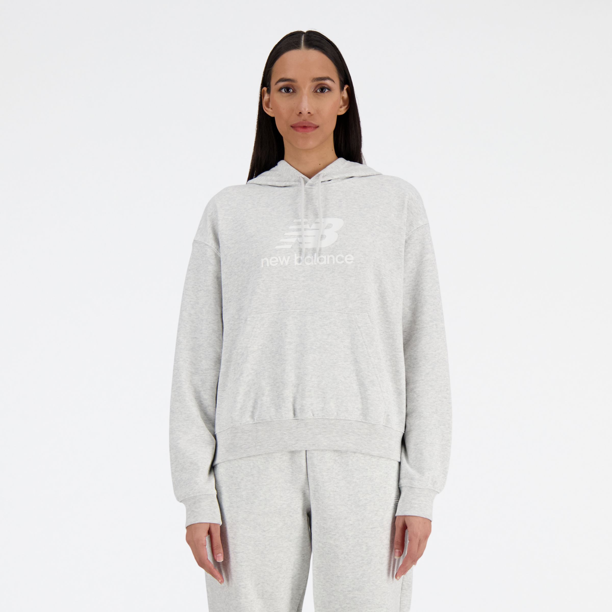 New Balance Women's Sport Essentials Fleece Logo Hoodie In Grey