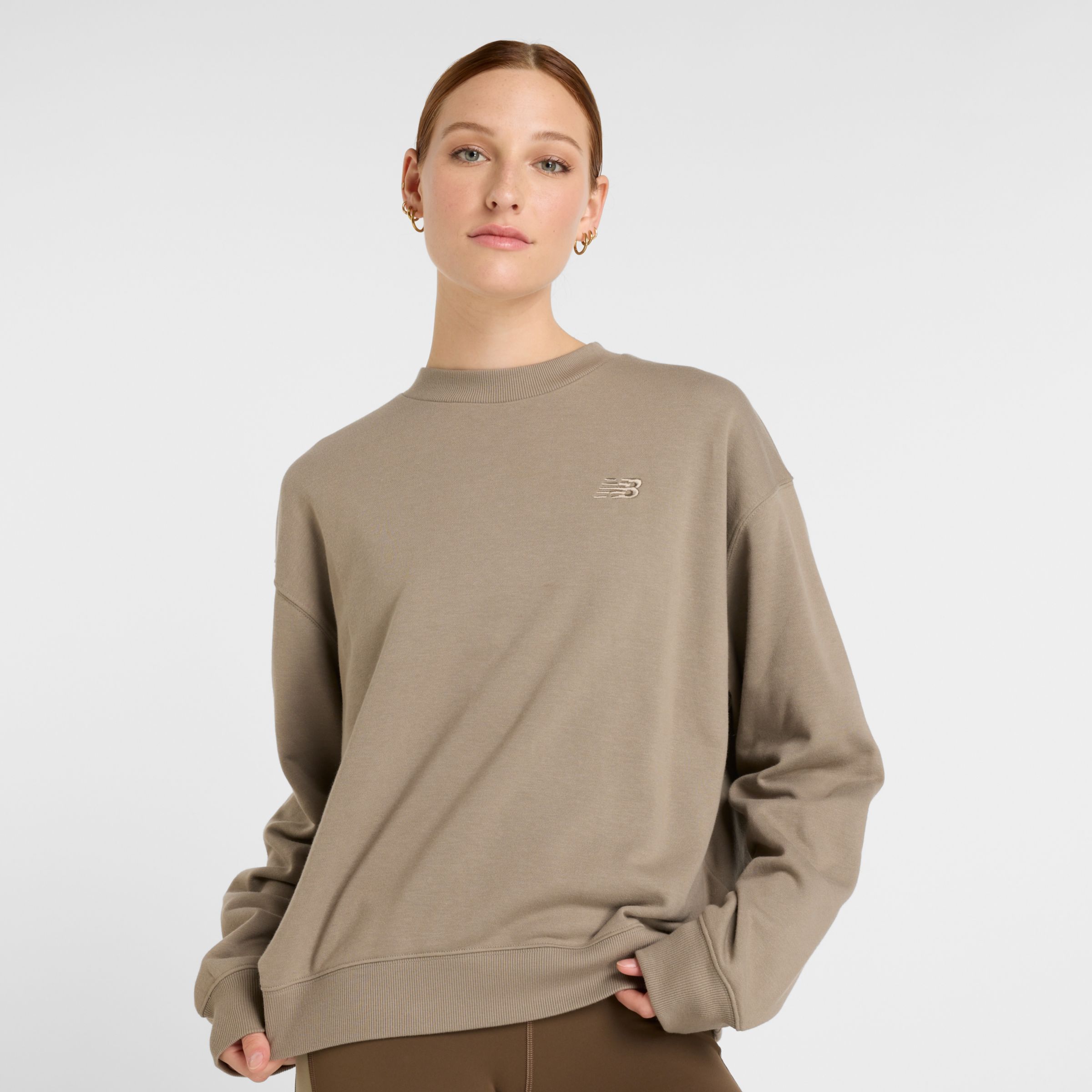 

New Balance Women's Sport Essentials French Terry Crew Brown - Brown