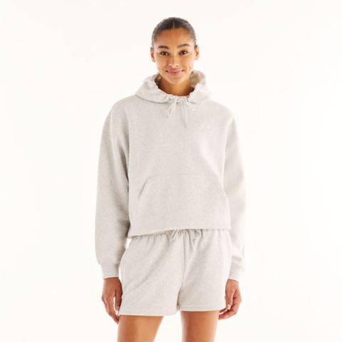 Женское худи New Balance Sport Essentials Fleece, цвет: Пепельный меланжевый