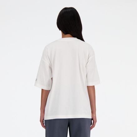 売れ筋商品|||ニューバランス Tシャツ レディース トップス ICONIC COLLEGIATE OVERSIZED - Print T-shirt - white Iconic Collegiate オーバーサイズショートスリーブTシャツ