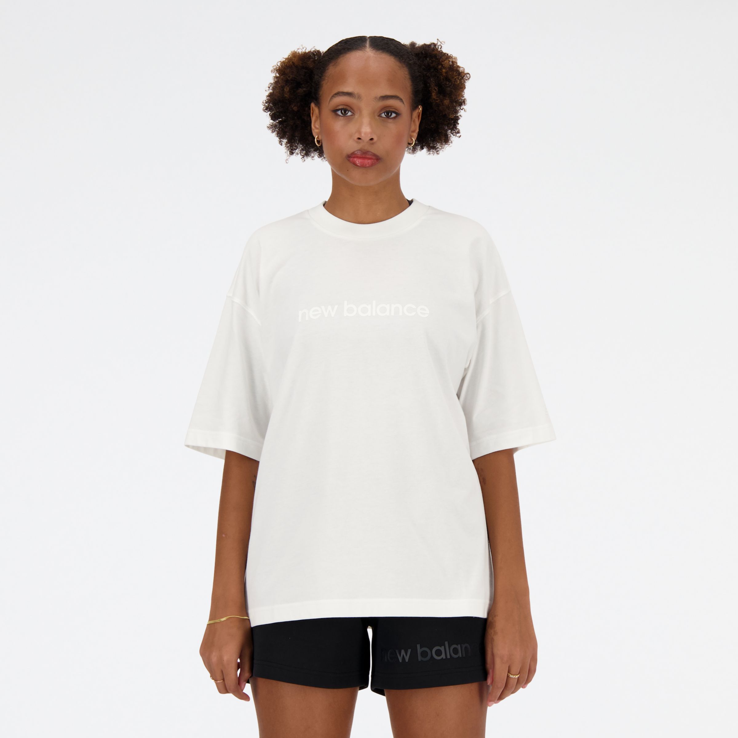 

New Balance Women's Hyper Density Jersey Oversized T-Shirt White - White