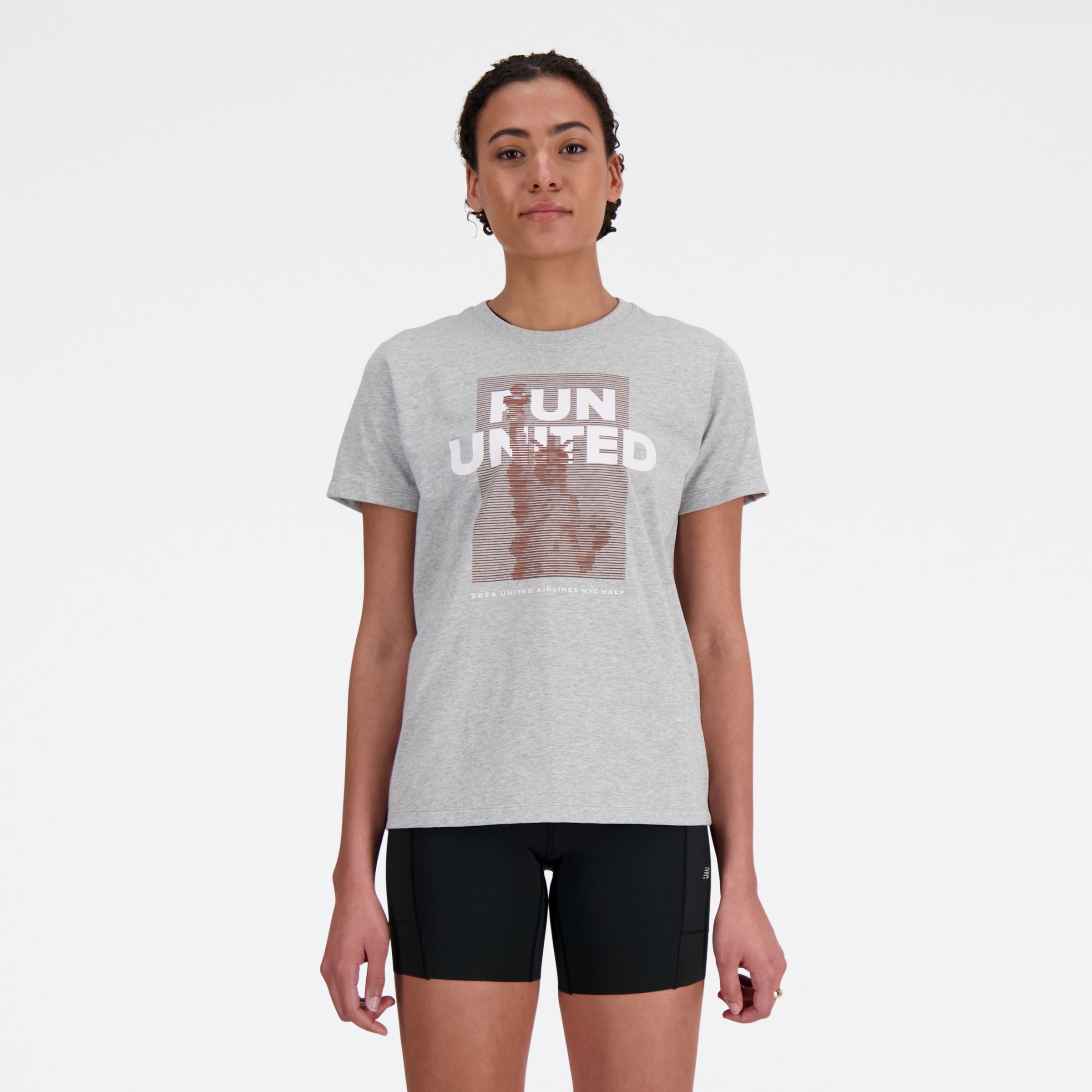 

New Balance Women's United Airlines NYC Half Graphic T-Shirt Grey - Grey