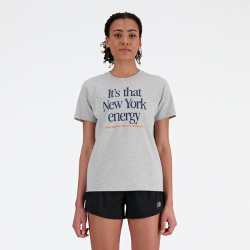 New Balance Women's Tcs New York City Marathon Training Graphic T-shirt In Gray