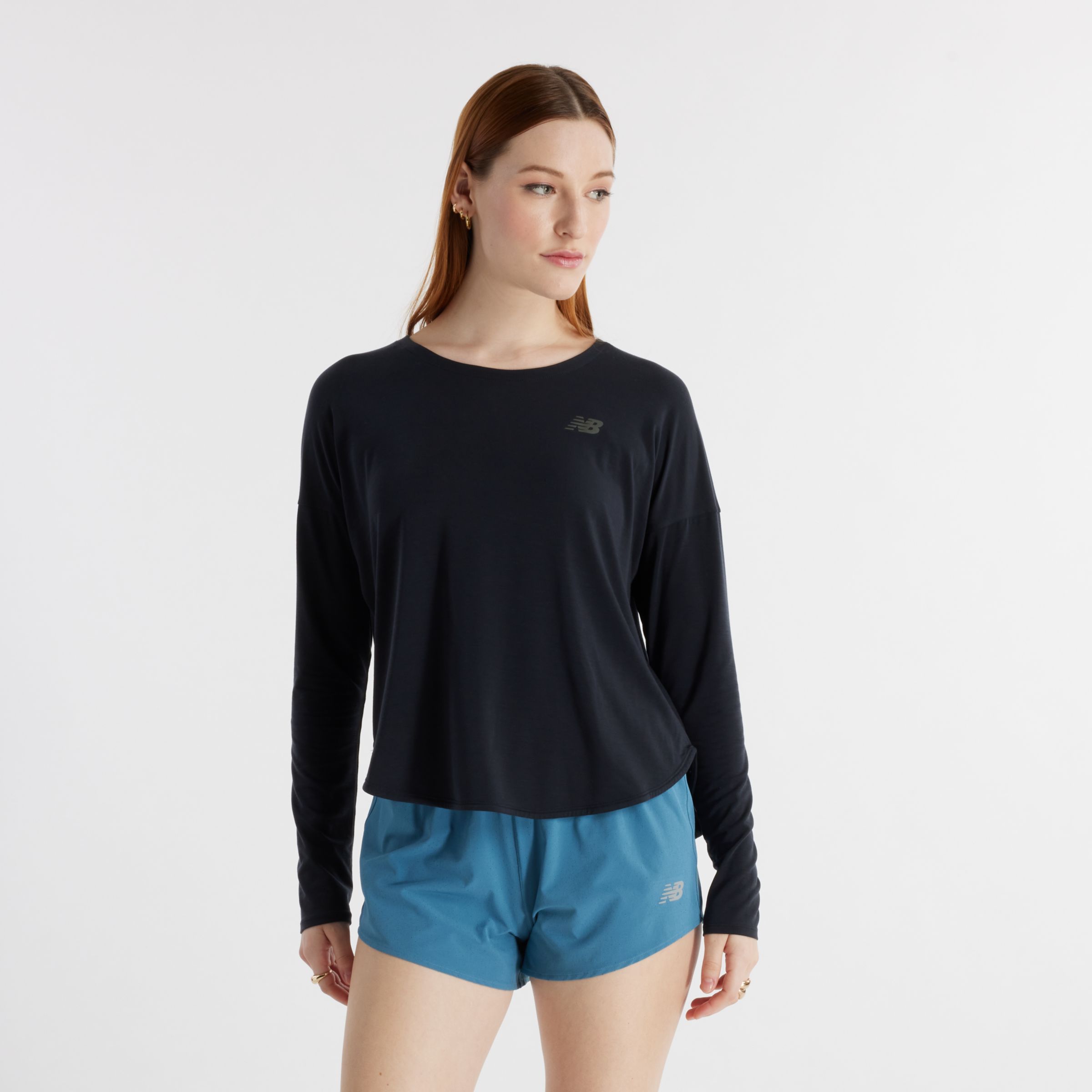 

New Balance Women's Drapey Jersey Long Sleeve T-Shirt Black - Black