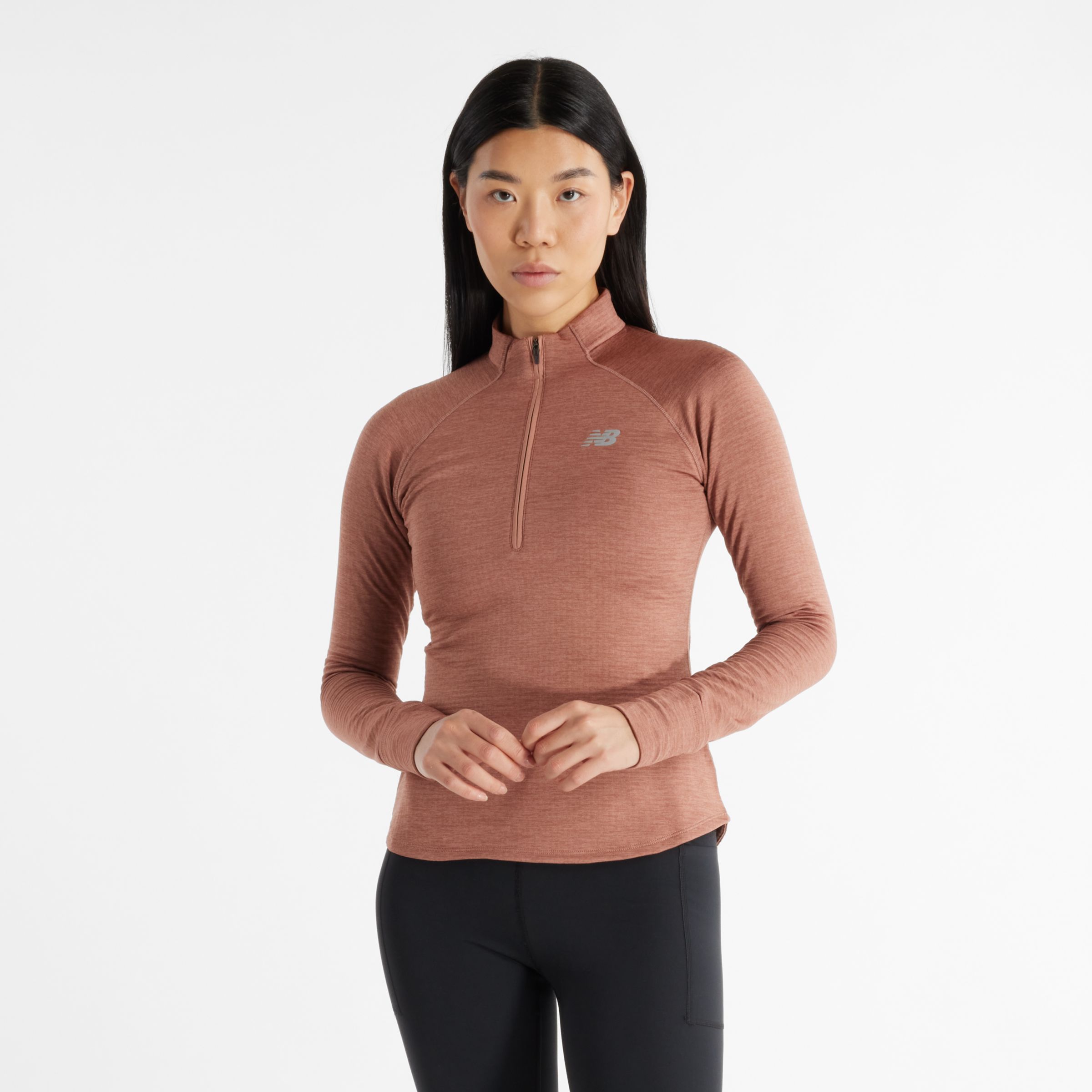 

New Balance Women's Athletics Heat Grid 1/2 Zip Brown - Brown