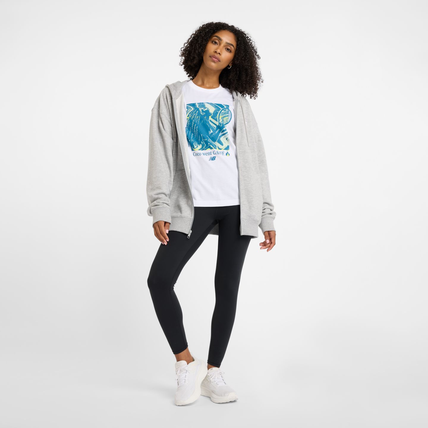 Женская футболка New Balance Coco Gauff Exuberance, цвет: Белый — фото 3