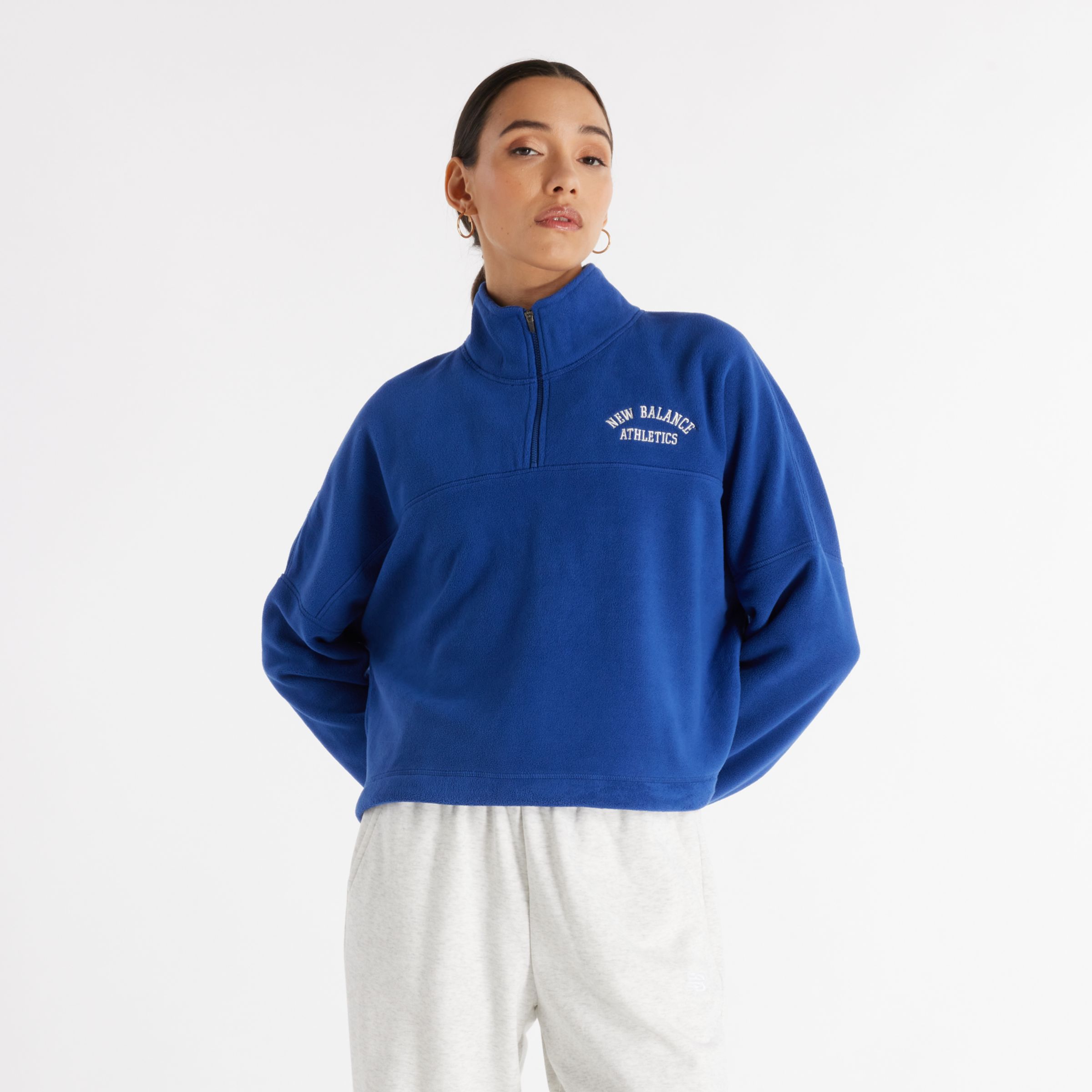 

New Balance Women's Graphic Polar Fleece Half Zip Blue - Blue