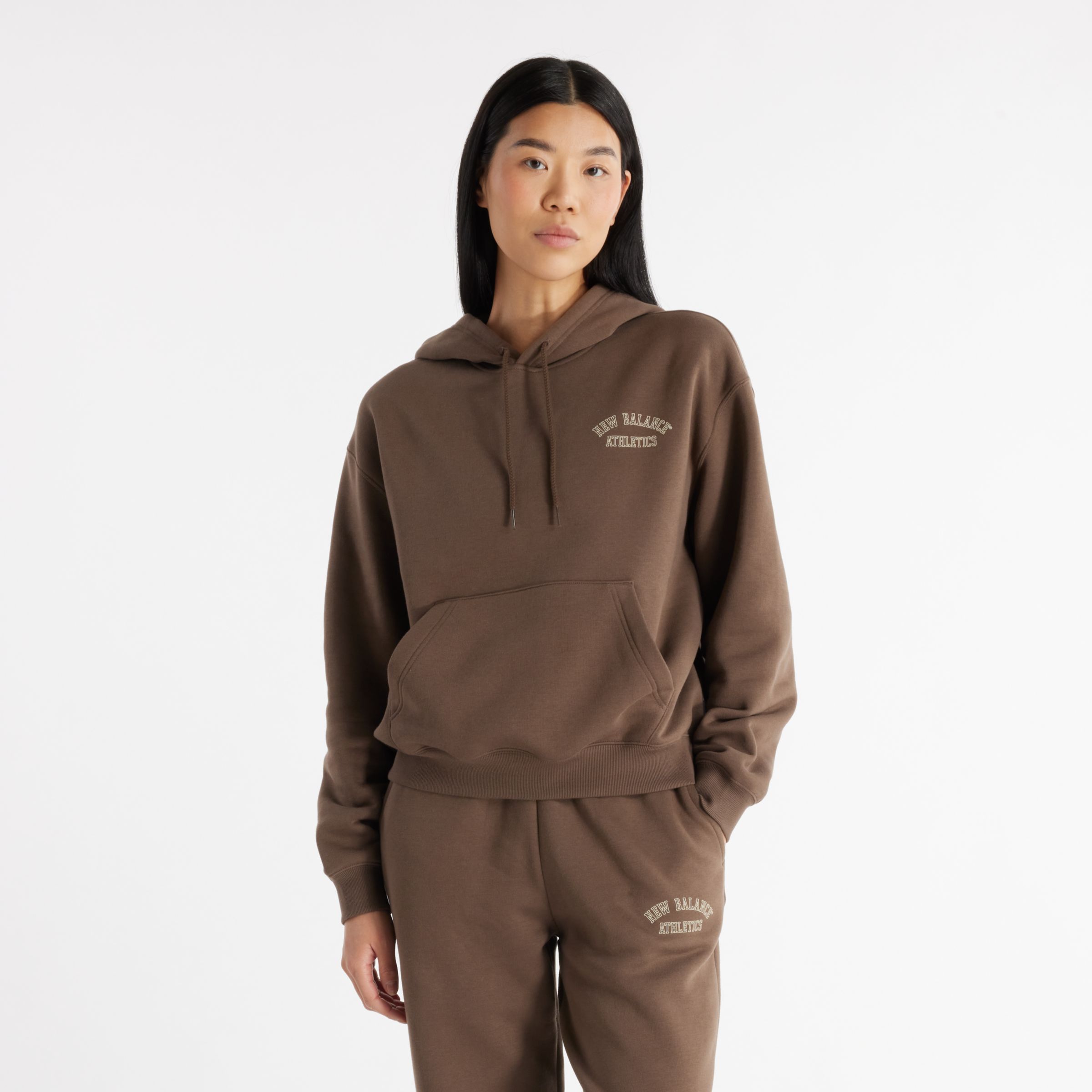 New Balance Damen Graphic Fleece Hoodie in Braun, Poly Fleece, Größe S