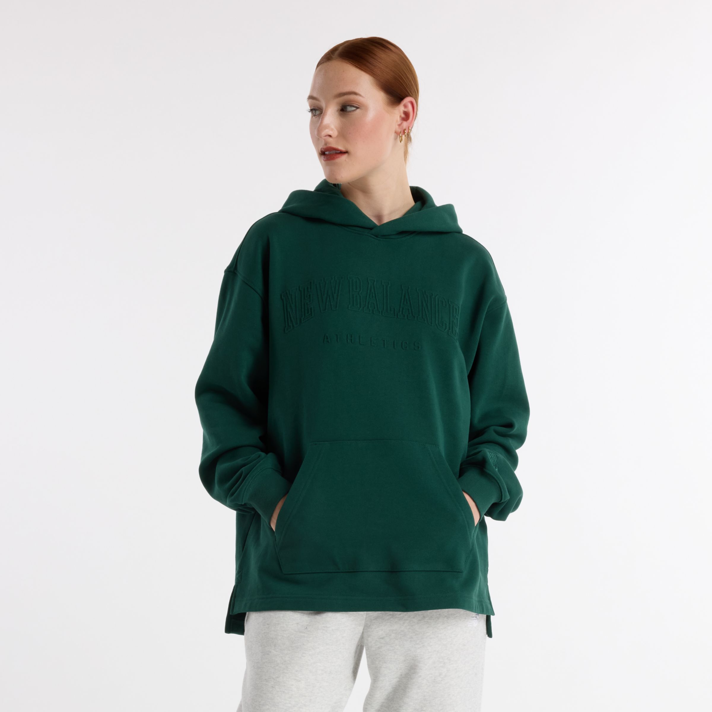 

New Balance Women's Embossed Graphic Fleece Hoodie Green - Green