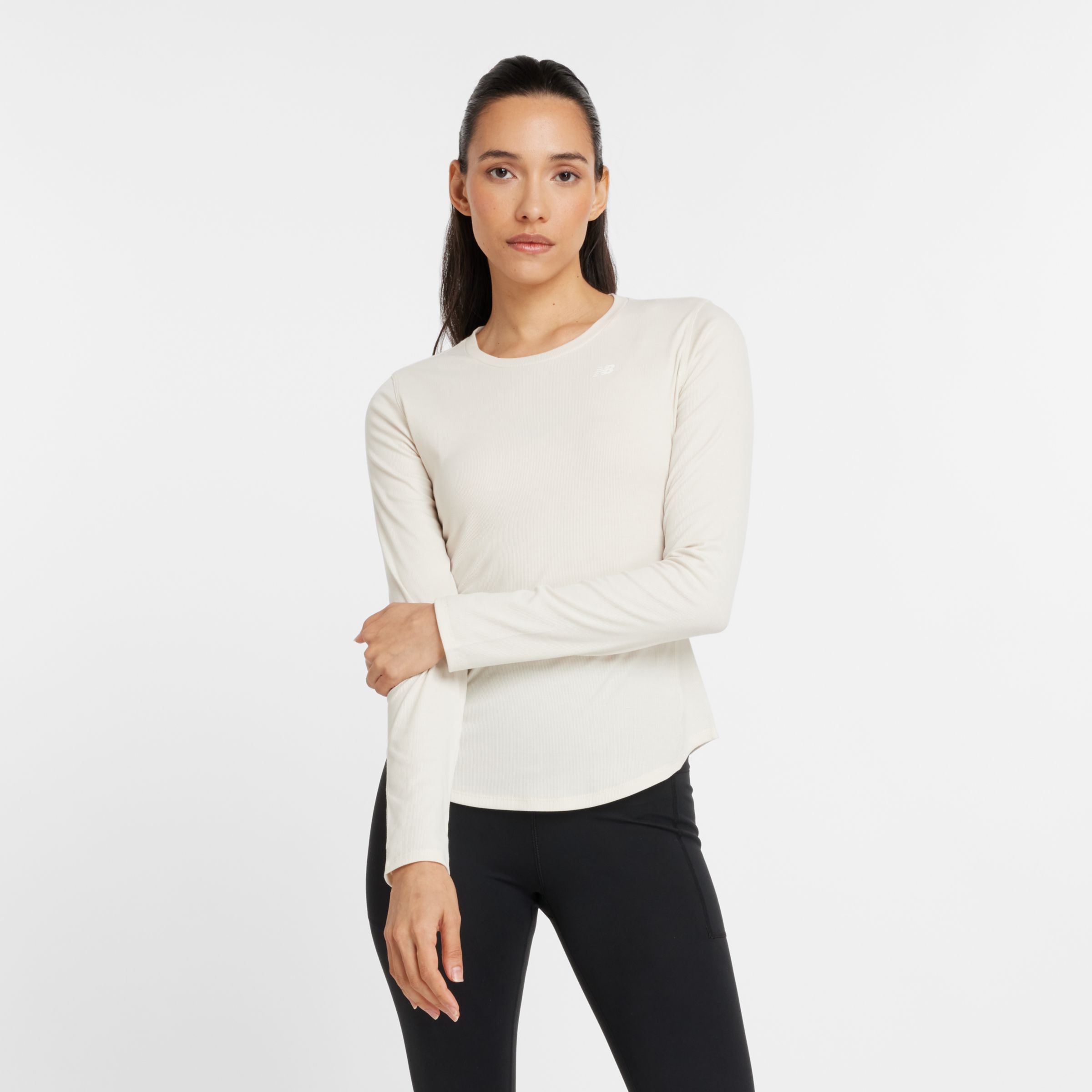 

New Balance Women's Micro-Rib Long Sleeve Beige - Beige