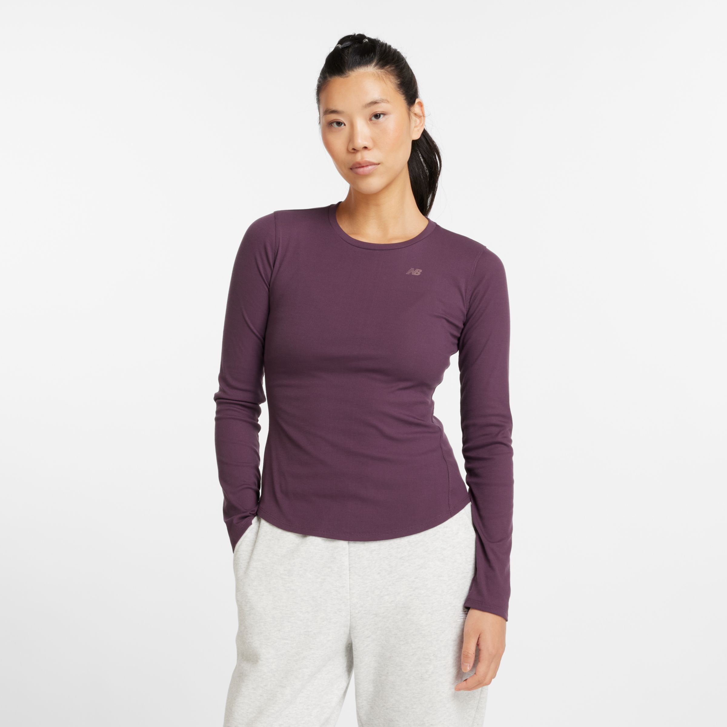 

New Balance Women's Micro-Rib Long Sleeve Brown - Brown