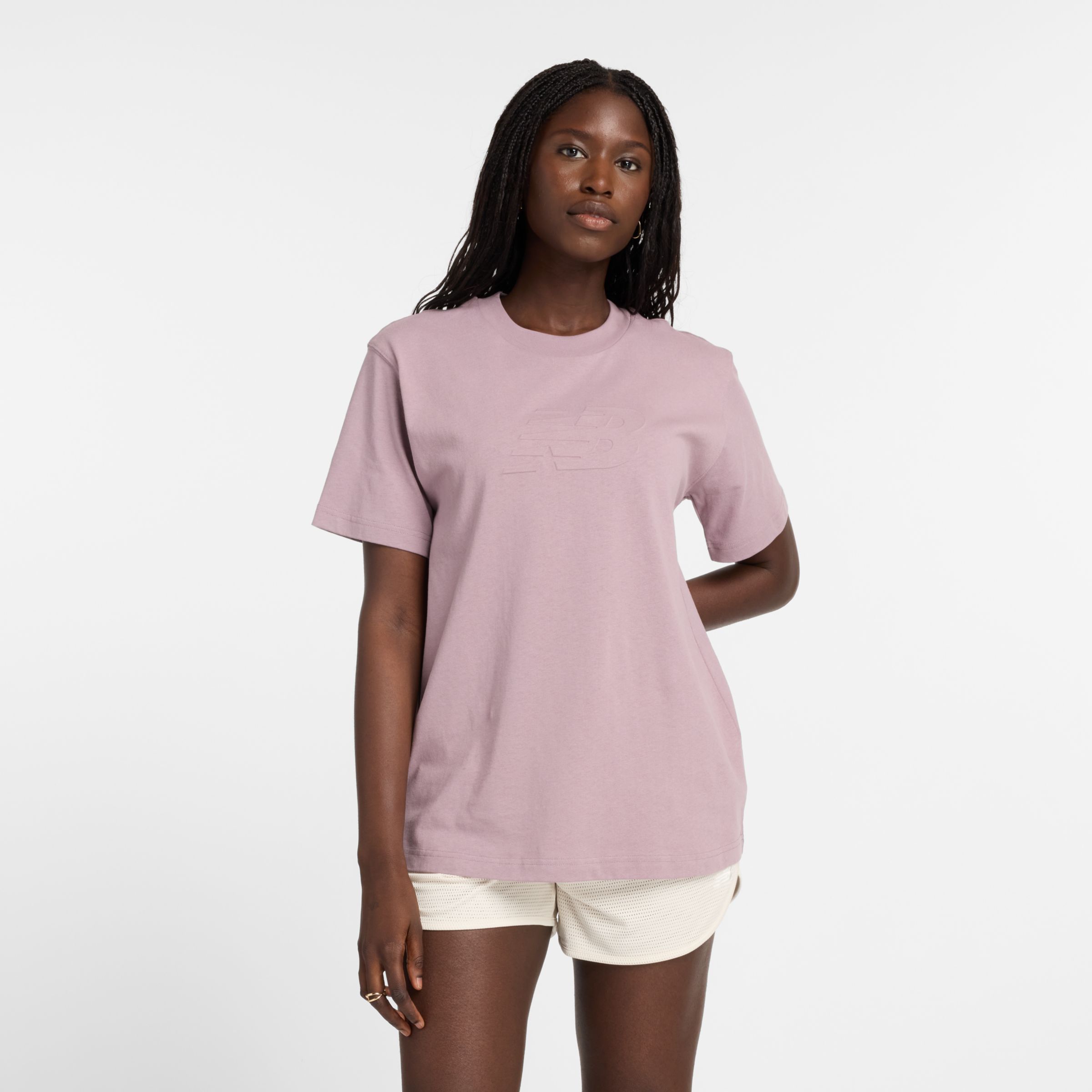 Damen Embossed Logo Jersey T-Shirt - New Balance 