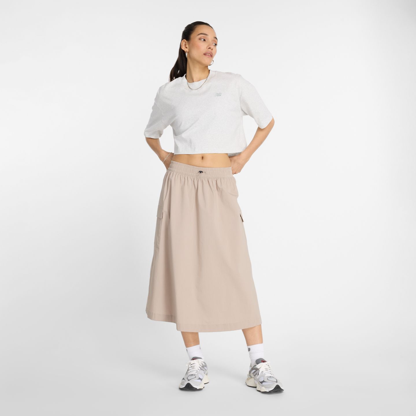Женская футболка New Balance Logo Oversized Jersey T-Shirt, цвет: Пепельный меланжевый — фото 2