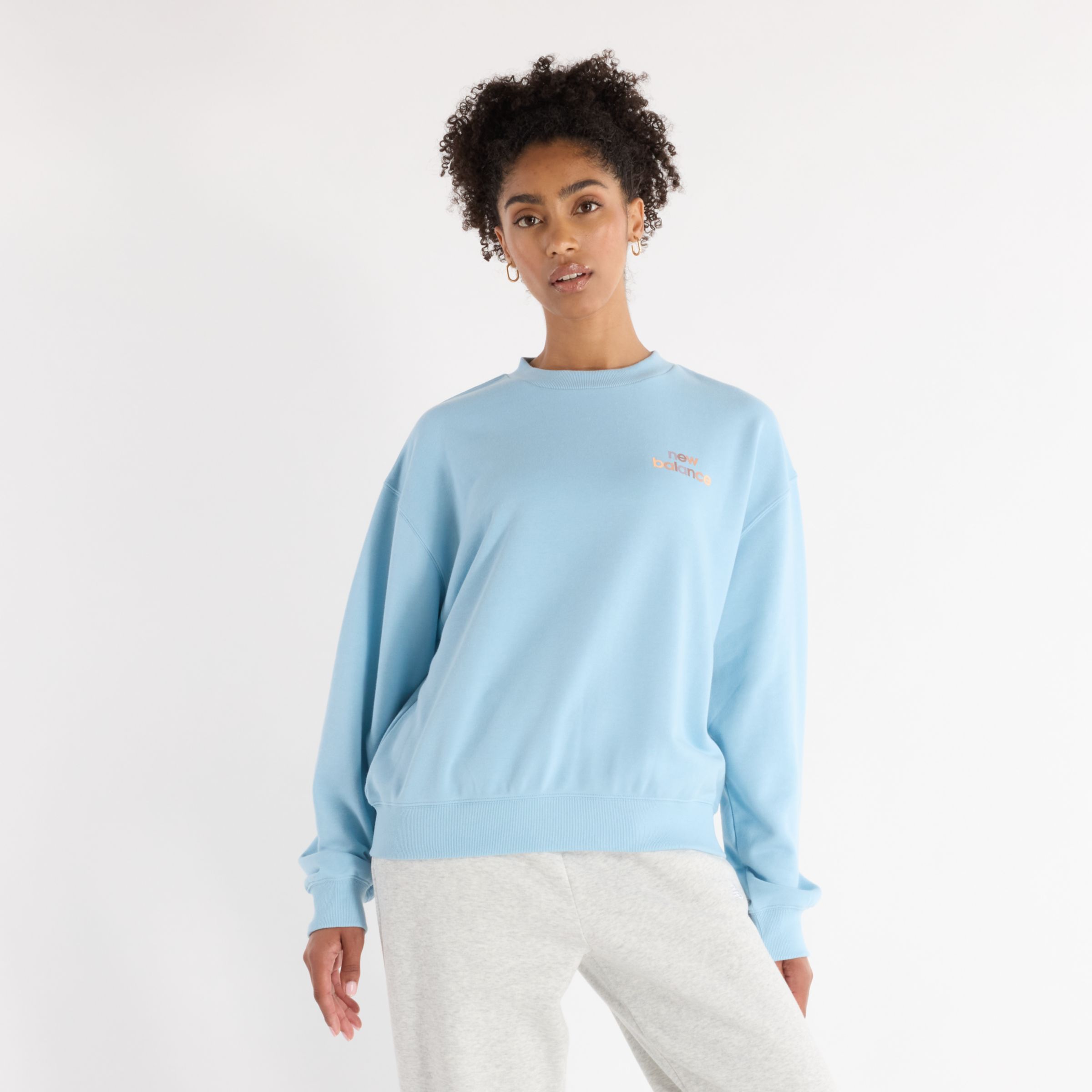 New Balance Donna French Terry Oversized Logo Crew, Taglia S