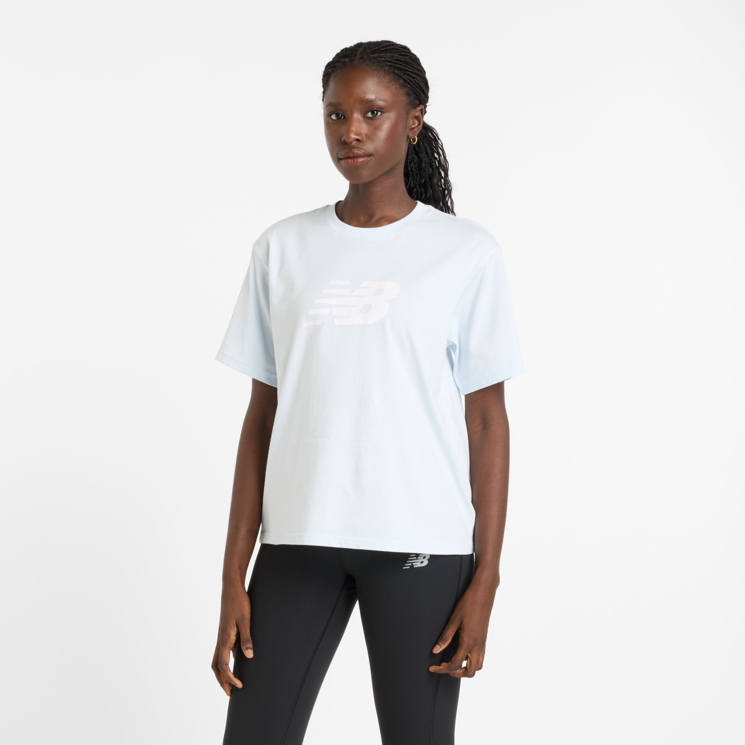 

New Balance Women's Sport Jersey Relaxed Logo T-Shirt Blue - Blue