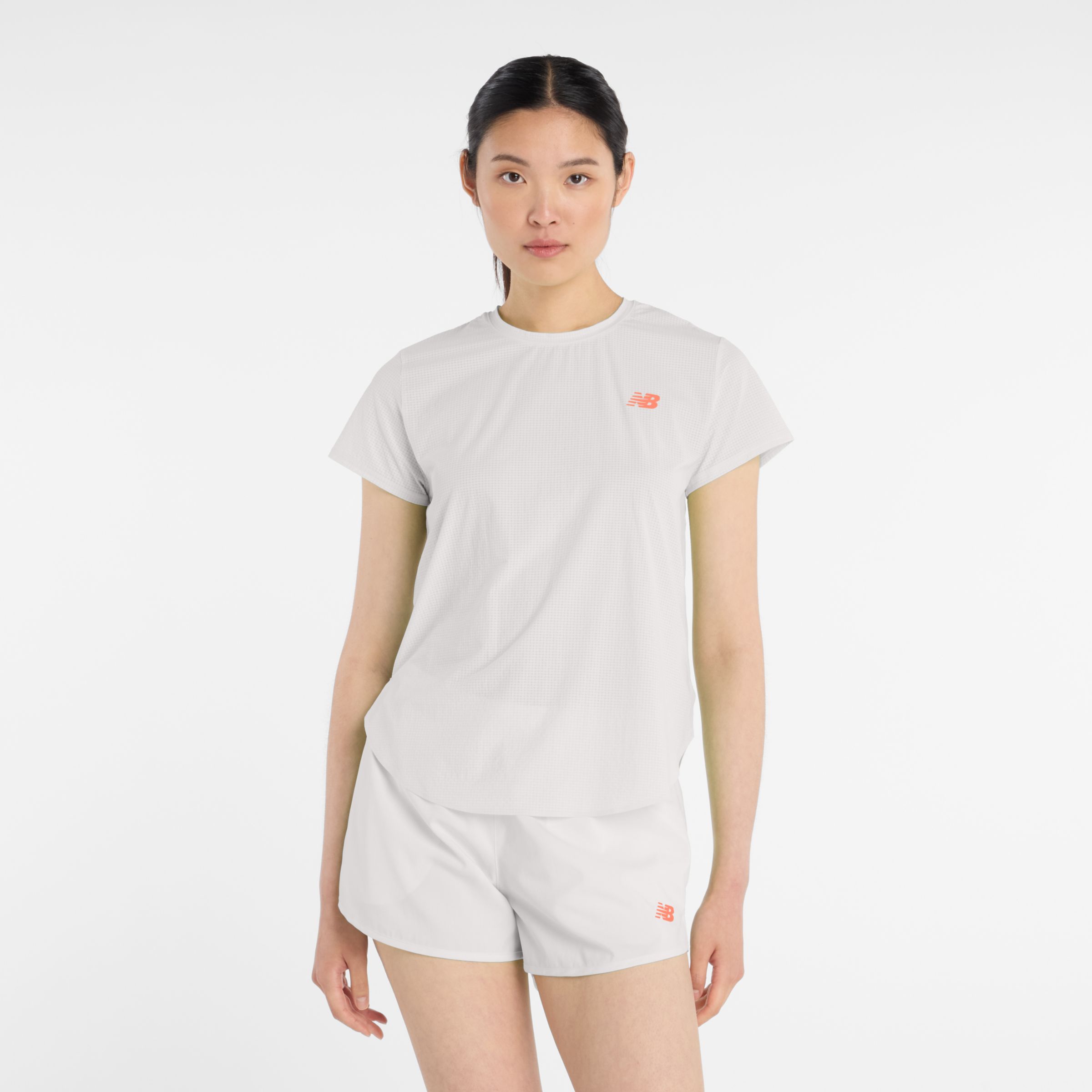 New Balance  Kvinnor Race Day Ultra Light T-Shirt i Grå Poly Sticka, Storlek XL