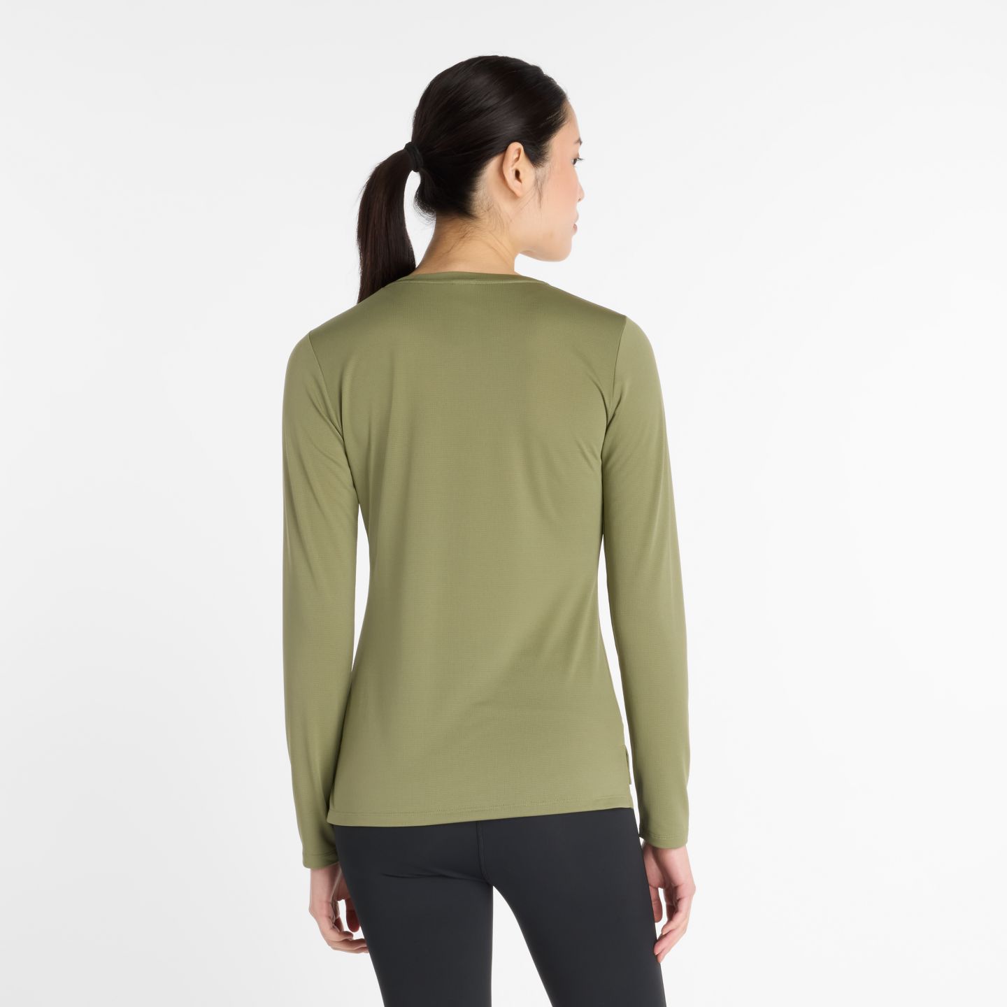 Женский топ New Balance Sport Core Long Sleeve, цвет: Dark Olivine — фото 3