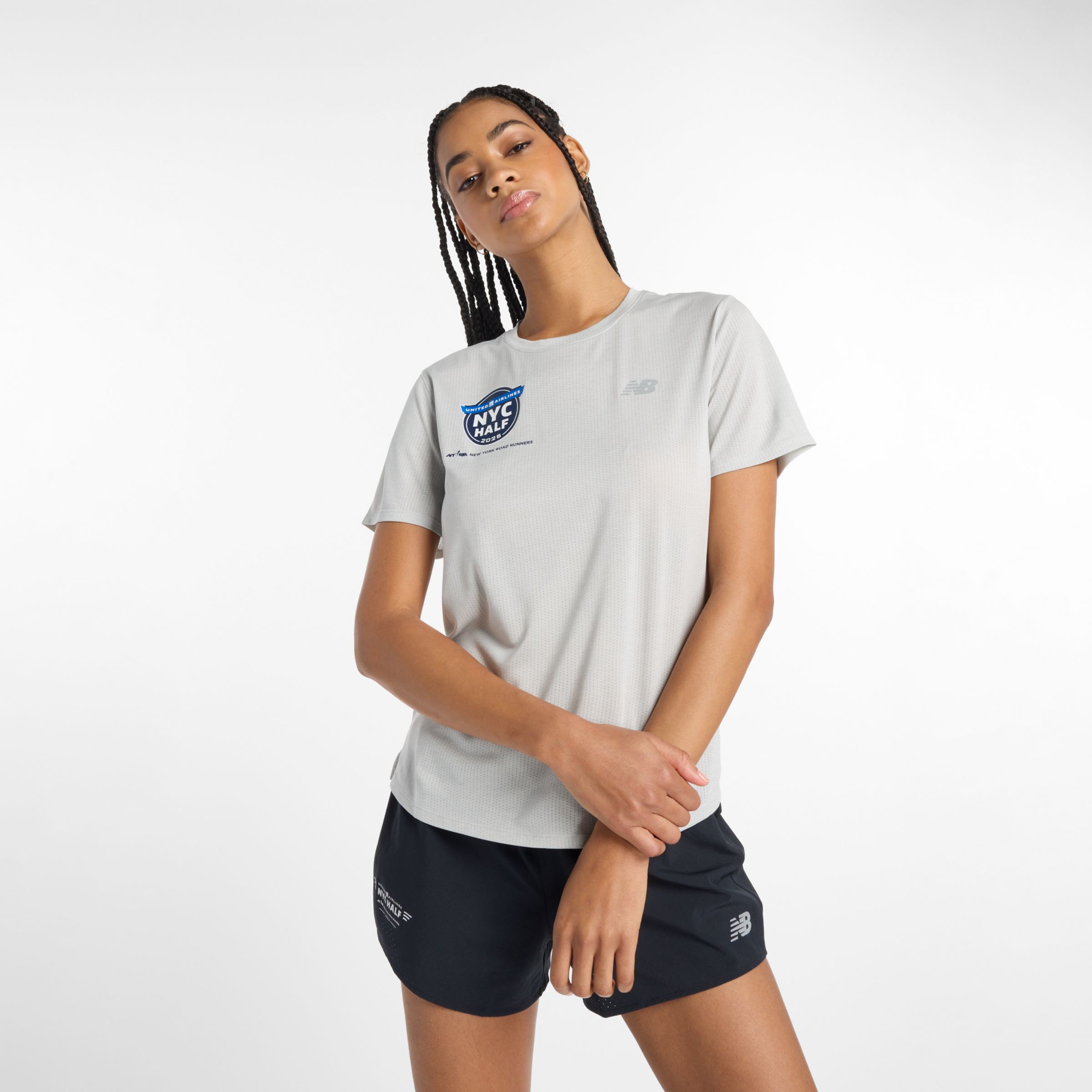 

New Balance Women's United Airlines NYC Half Athletics T-Shirt Grey - Grey