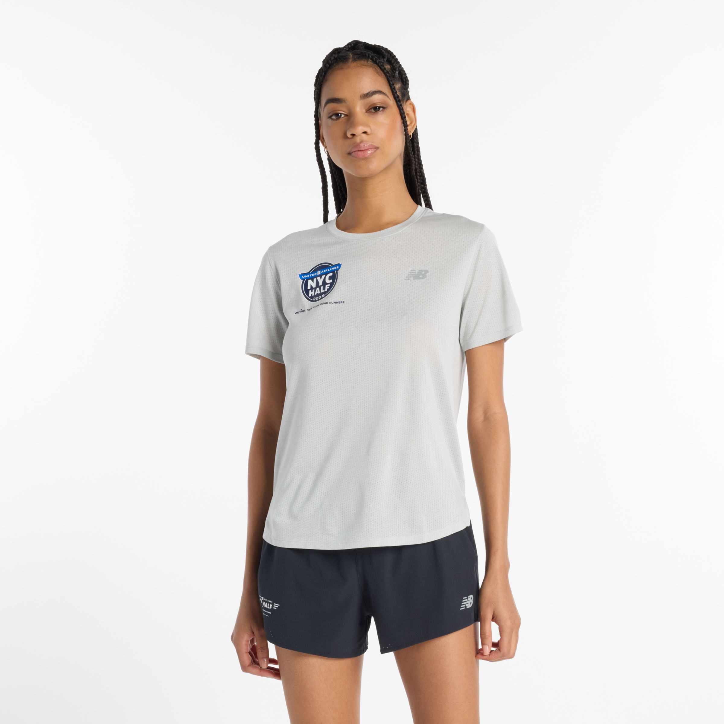 

New Balance Women's United Airlines NYC Half Athletics T-Shirt Grey - Grey