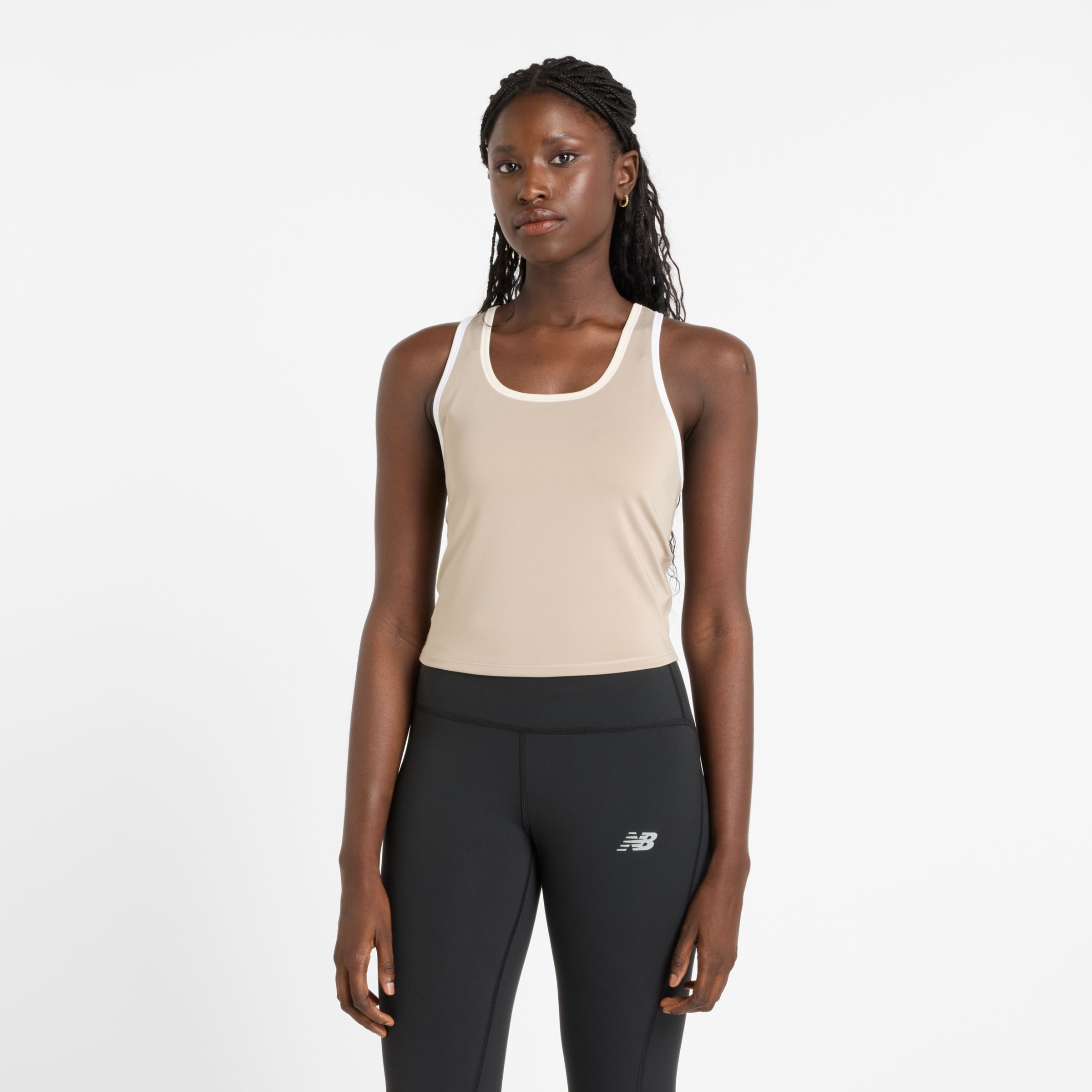 New Balance Women's Novelty Tournament Tank in Beige Poly Knit, size Medium