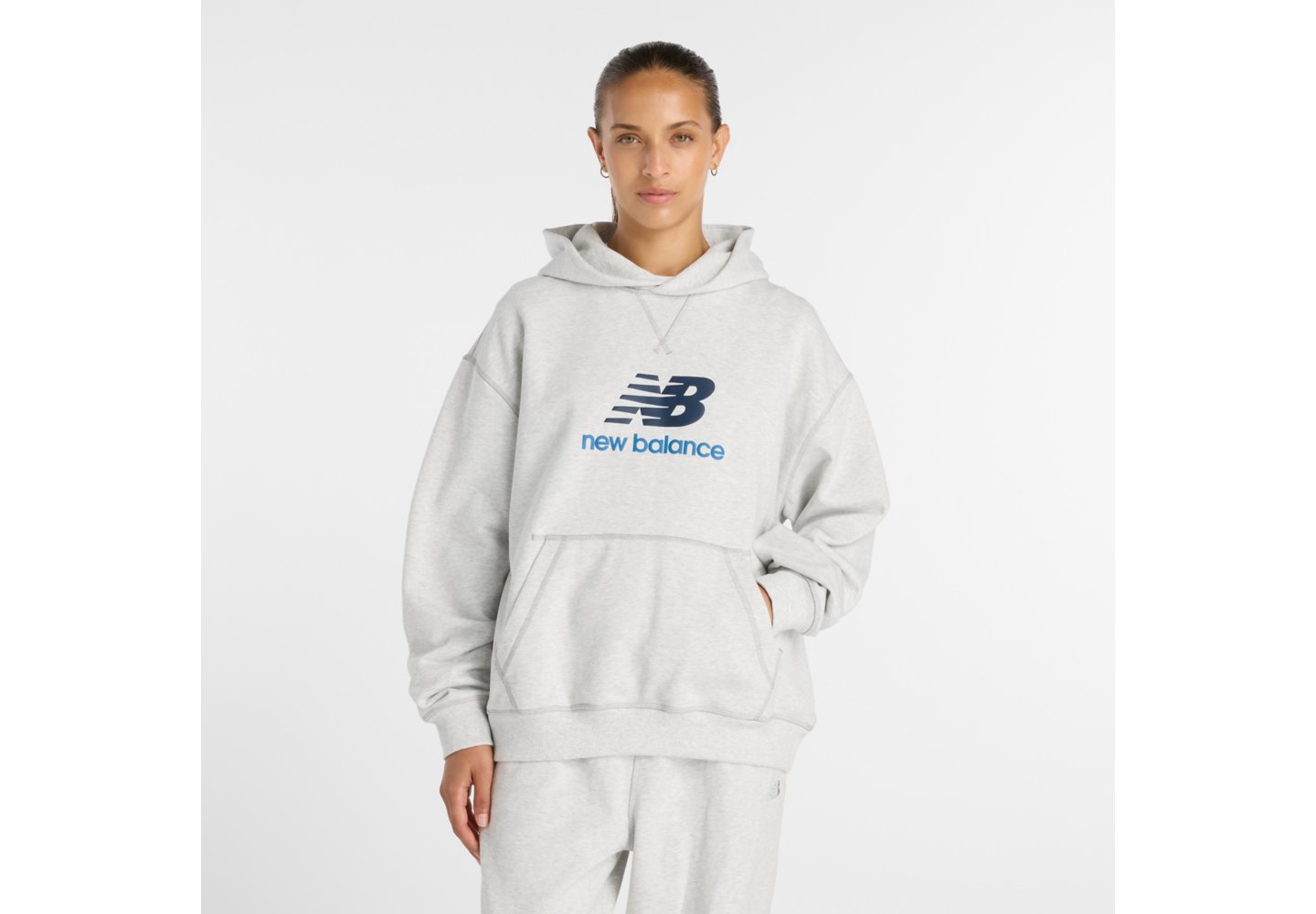 New Balance Athletics French Terry Logo Hoodie in Ash Heather — photo 1 of 1