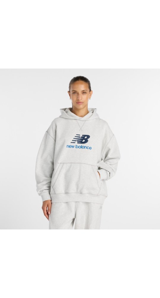New Balance Athletics French Terry Logo Hoodie in Ash Heather